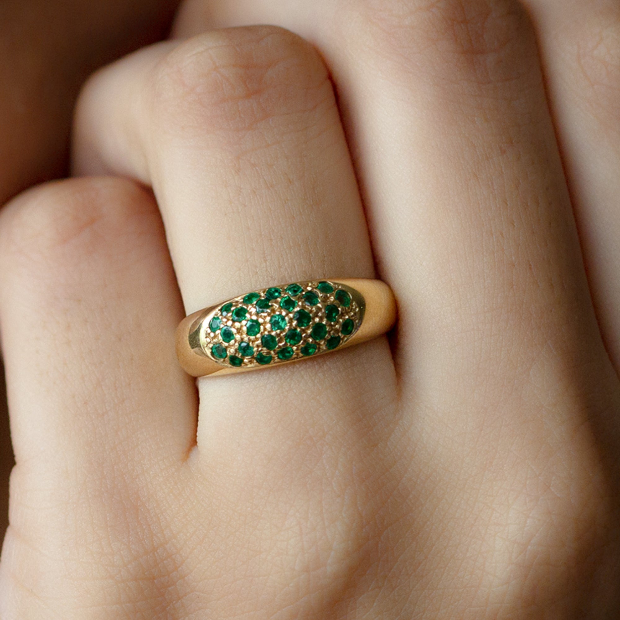 Natural Emerald Thick Band Ring with Certificate AAA - Rosec Jewels