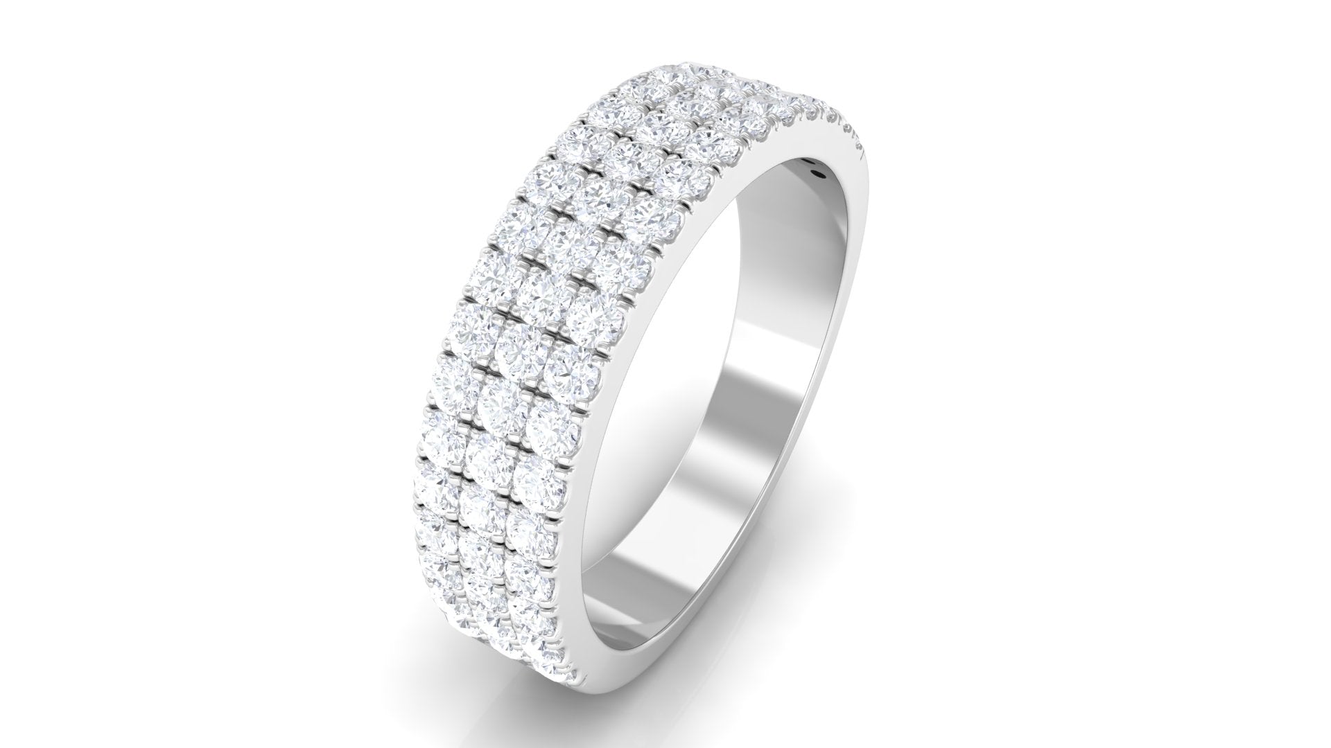 1.50 CT Certified Zircon Semi Eternity Ring in Pave Setting AAAA - Rosec Jewels