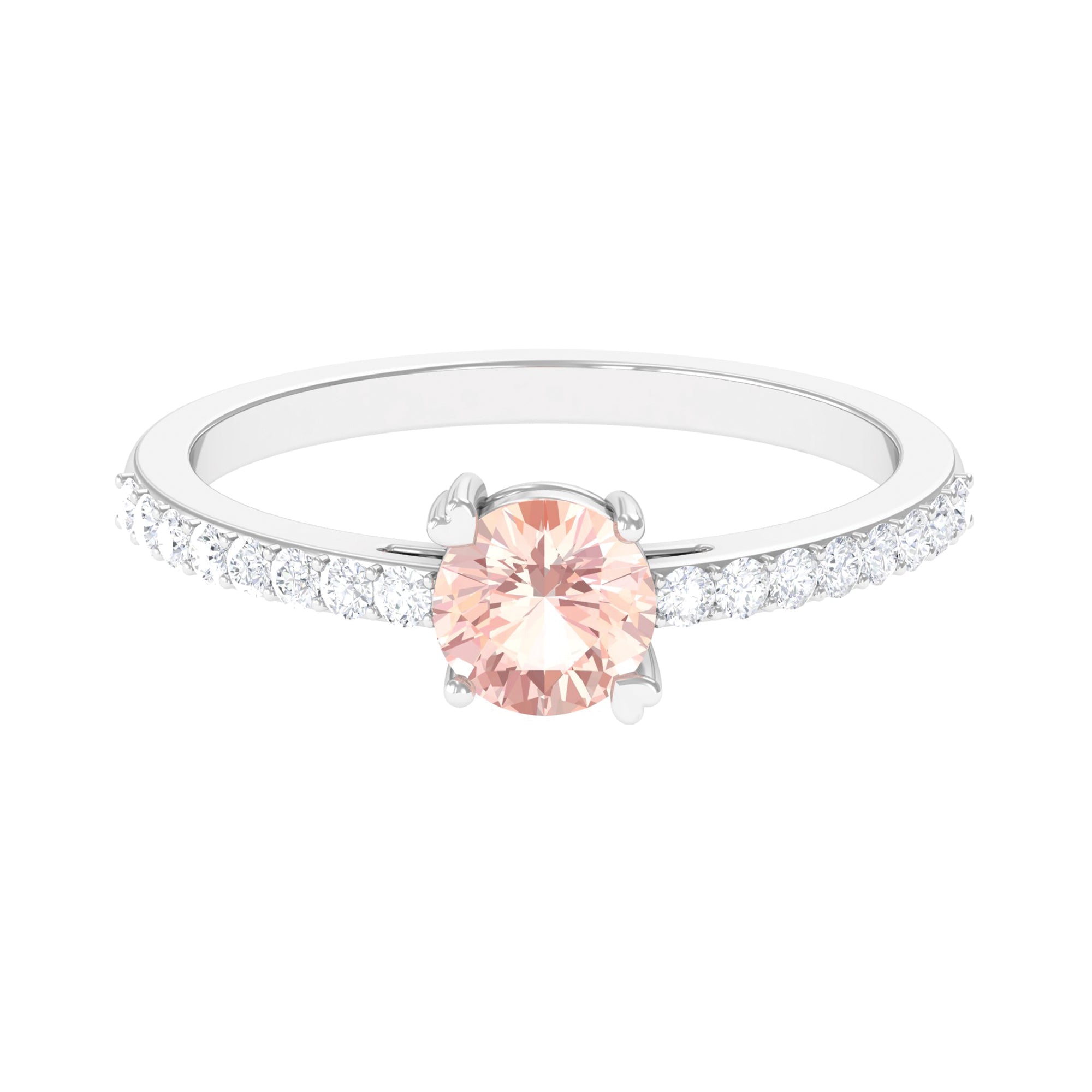 Designer Morganite Solitaire Promise Ring with Diamond