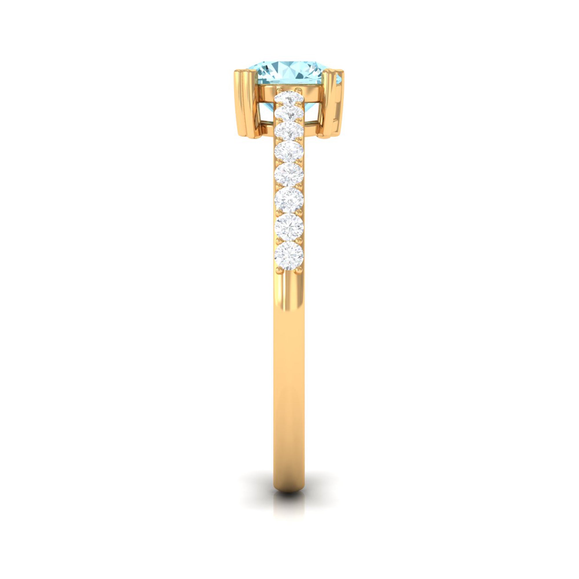 Designer Set Aquamarine Solitaire Engagement Ring with Diamond AAA - Rosec Jewels
