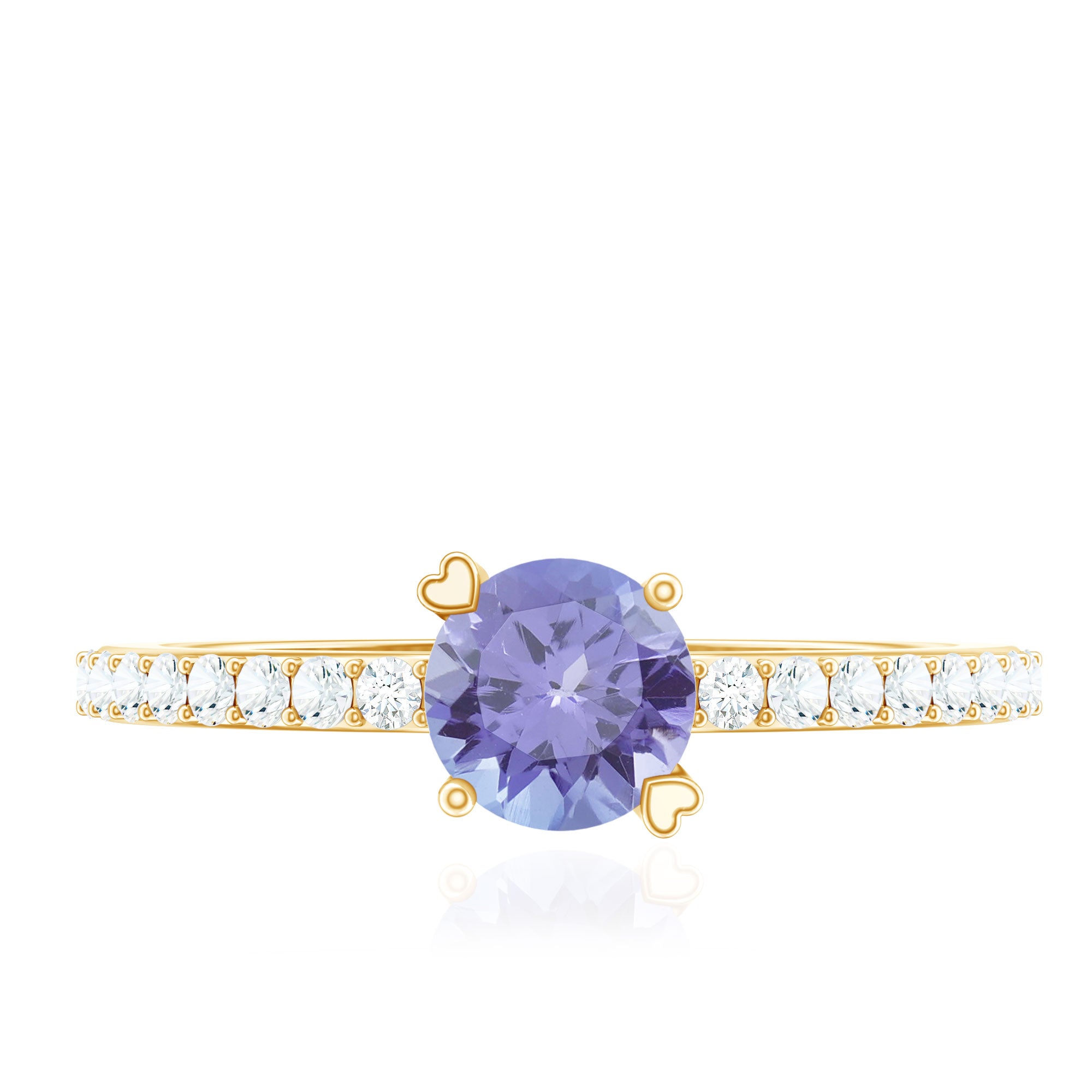 Certified Real Tanzanite Promise Ring with Diamond AAA - Rosec Jewels