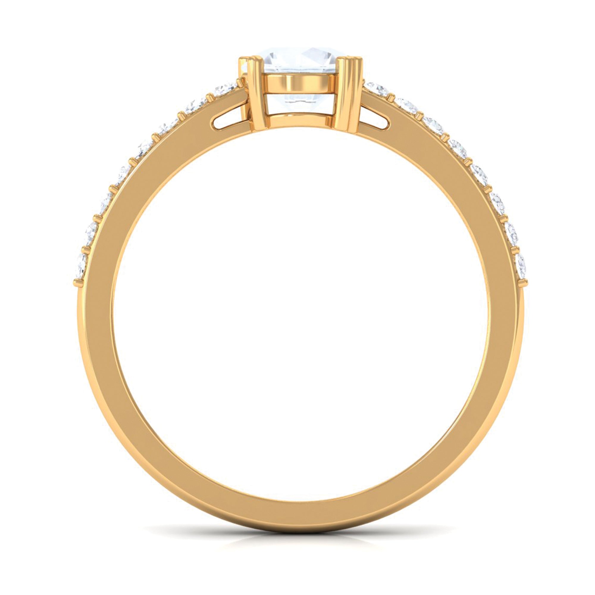 Natural Moonstone Solitaire Promise Ring with Diamond AAA - Rosec Jewels