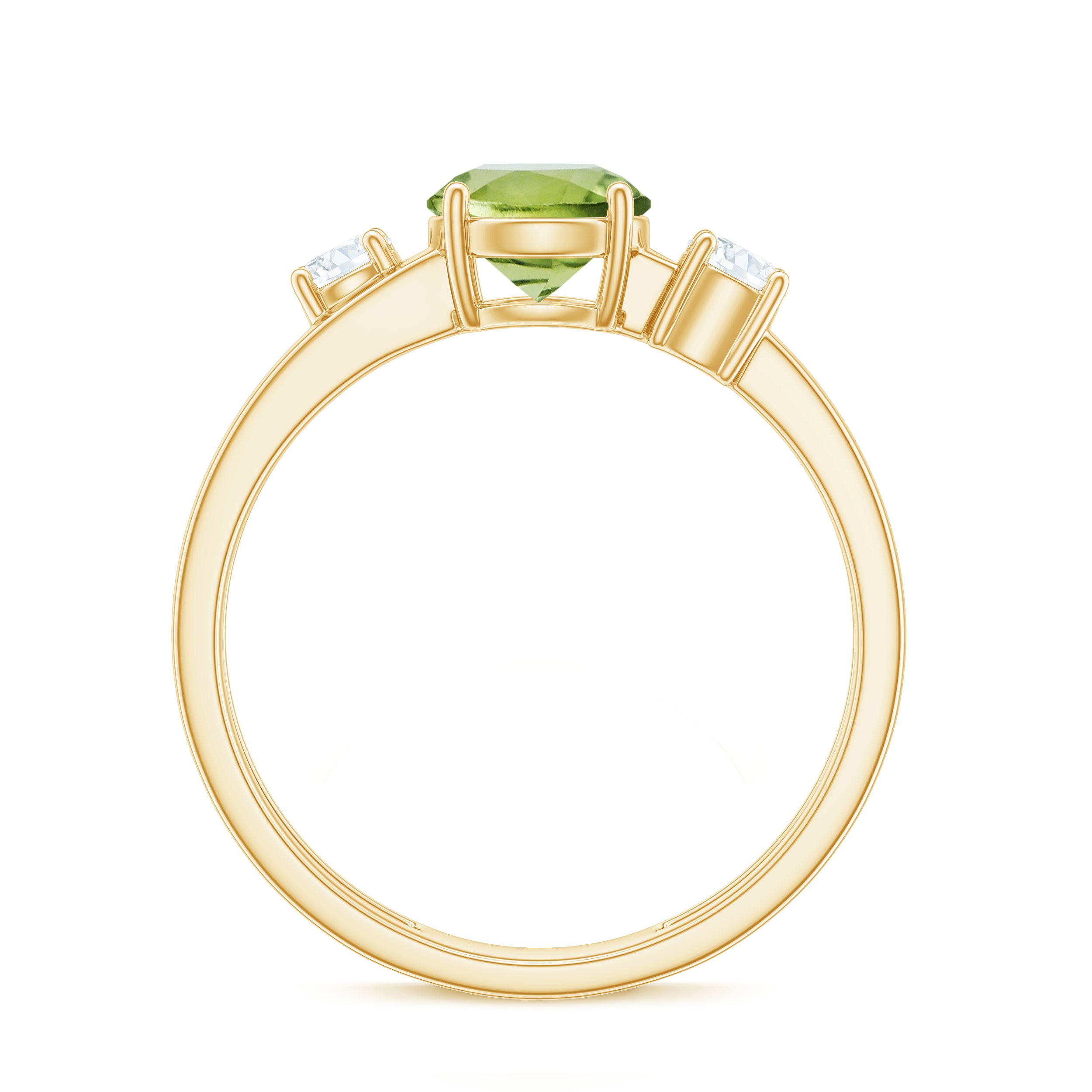 2 Carat Peridot Double Band Engagement Ring with Diamond AAA - Rosec Jewels