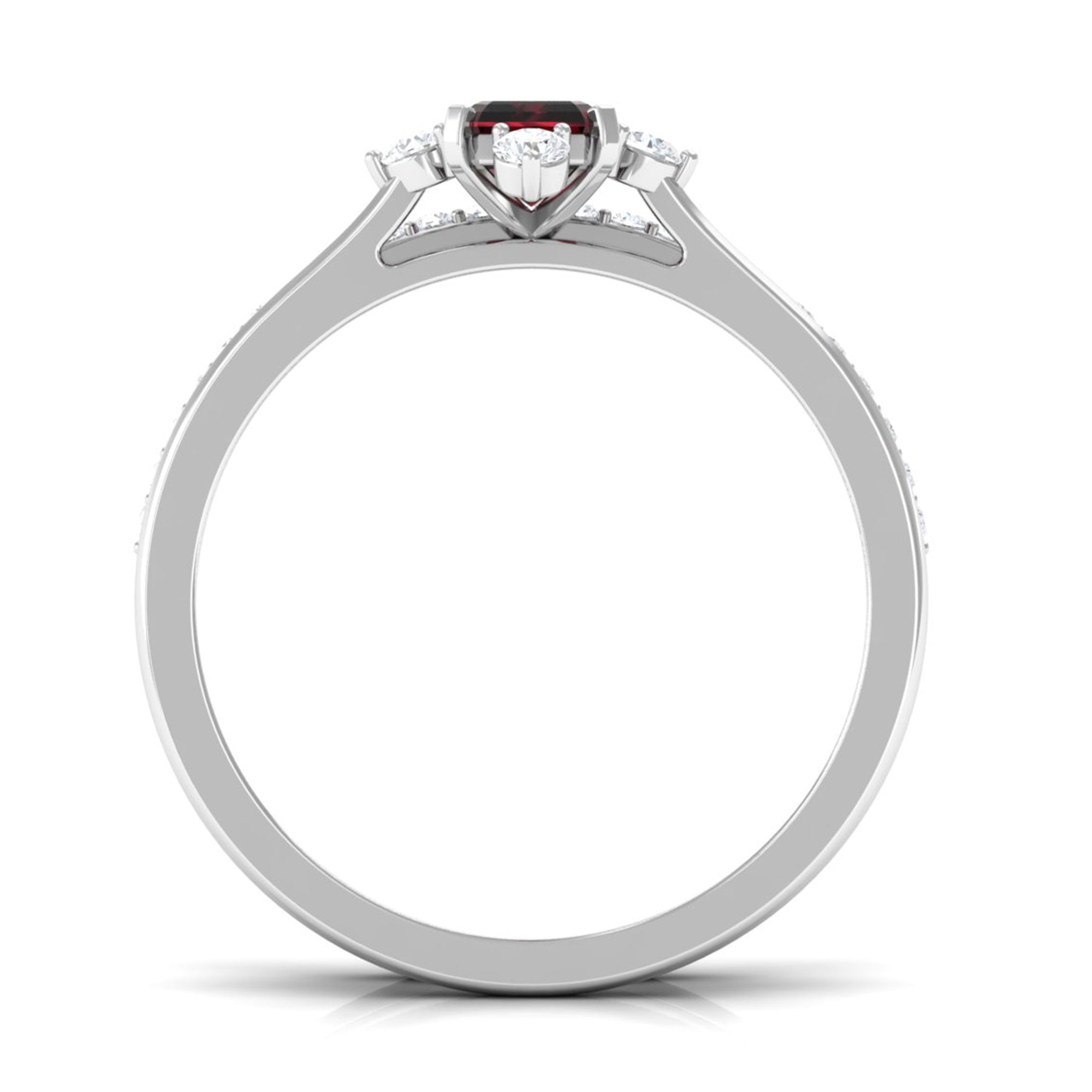 Natural Emerald Cut Garnet Diamond Wedding Bridal Ring Set of 2 AAA - Rosec Jewels