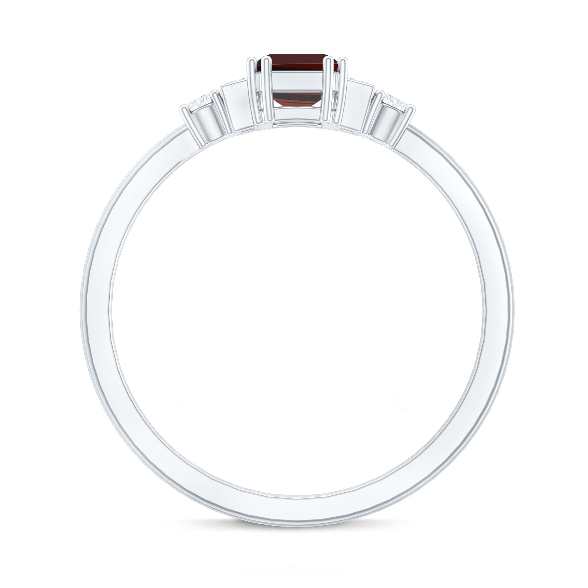 Certified Garnet Emerald Cut Engagement Ring with Real Diamond AAA - Rosec Jewels