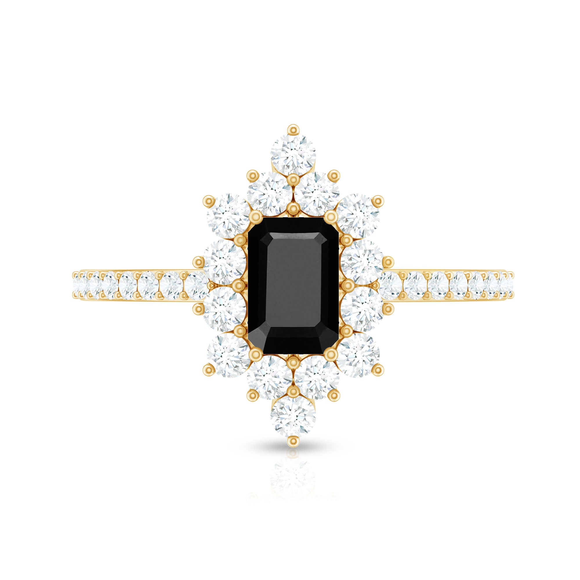 Vintage Style 1.6 Carat Lab Grown Black and White Diamond Emerald Cut Engagement Ring AAAA ( Synthetic ) - Rosec Jewels