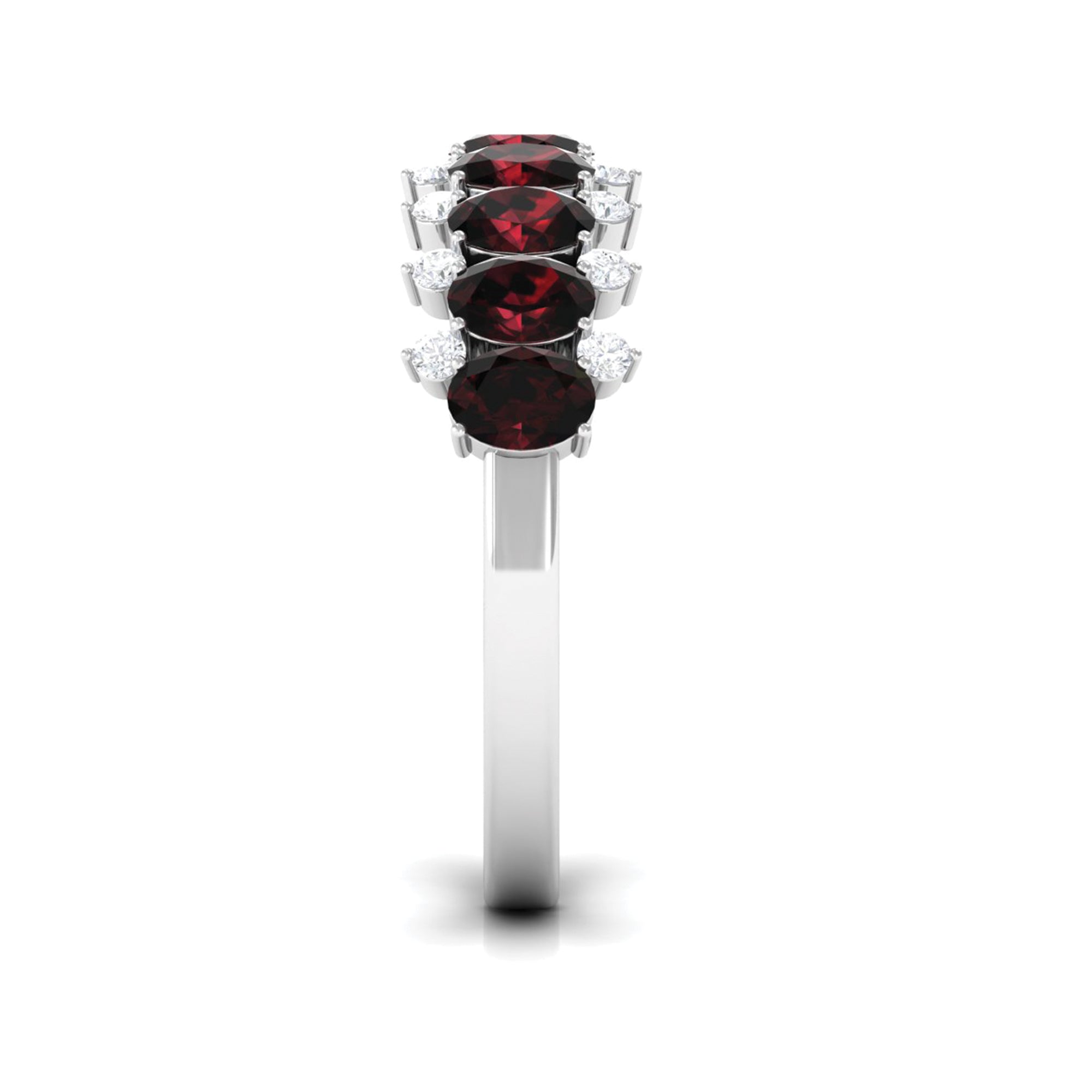 Real Garnet Diamond Half Eternity Wedding Anniversary Ring AAA - Rosec Jewels