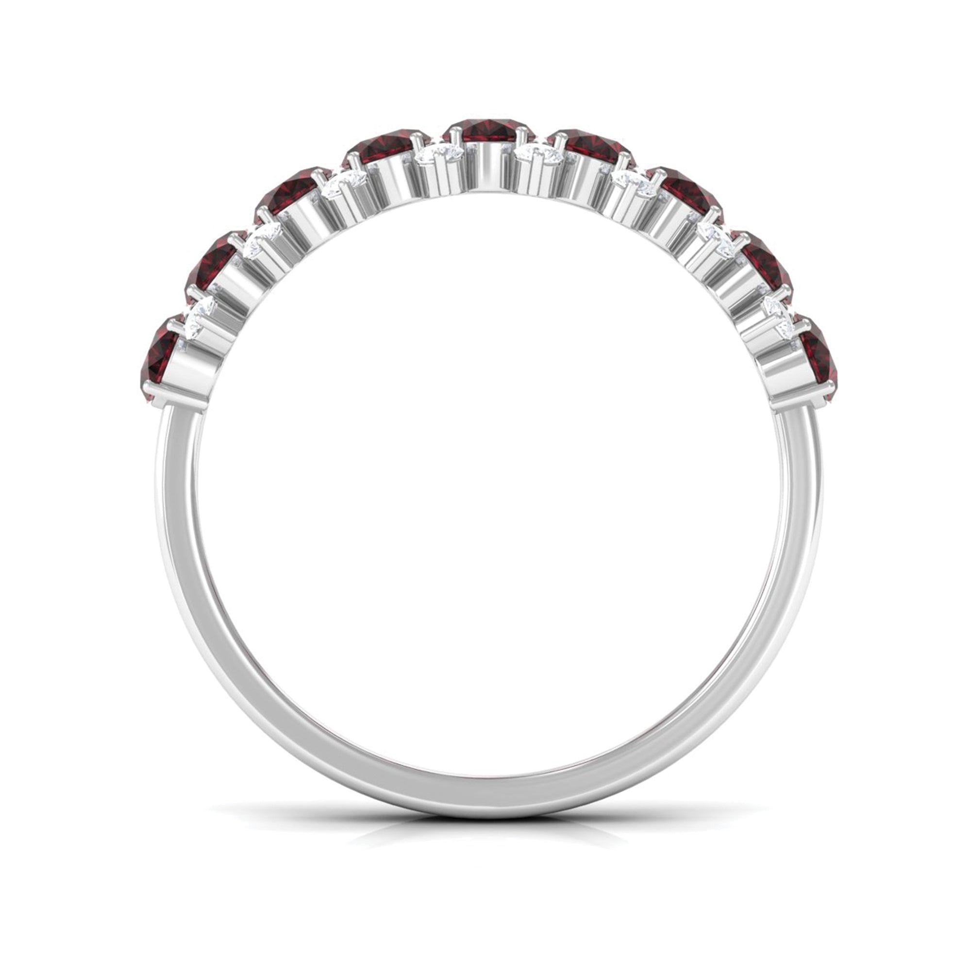 Real Garnet Diamond Half Eternity Wedding Anniversary Ring AAA - Rosec Jewels
