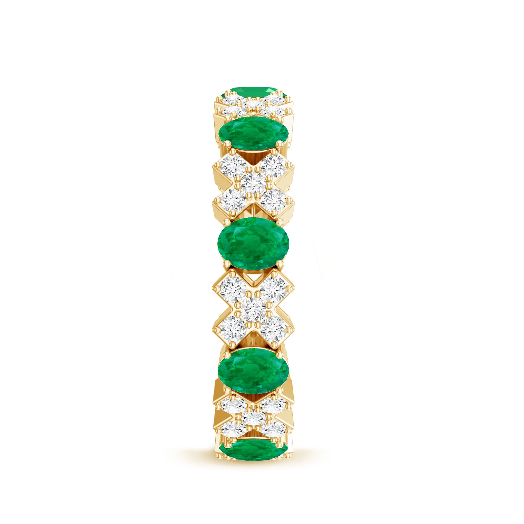 Natural Emerald and Moissanite Designer Eternity Band AAA - Rosec Jewels