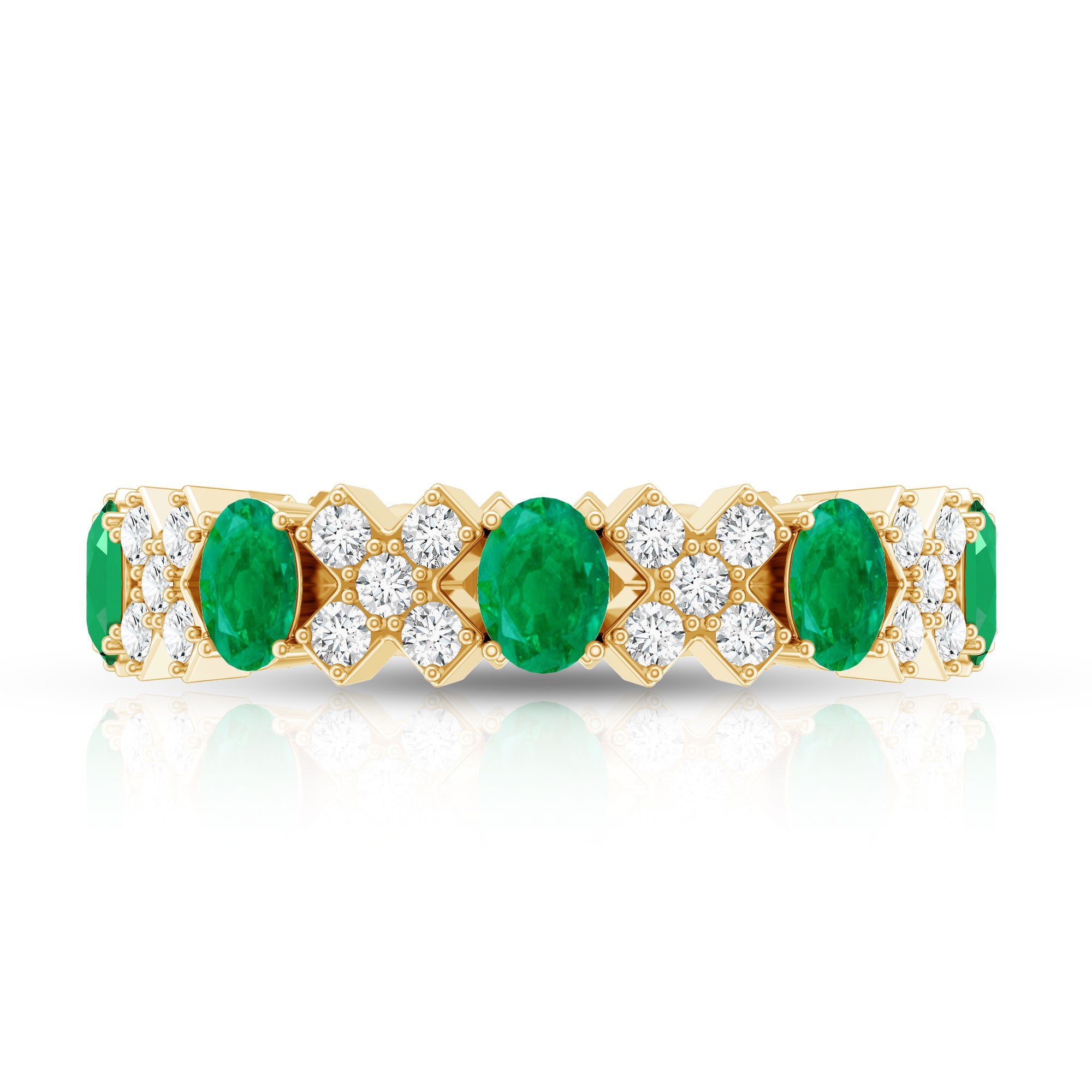 Natural Emerald and Moissanite Designer Eternity Band AAA - Rosec Jewels