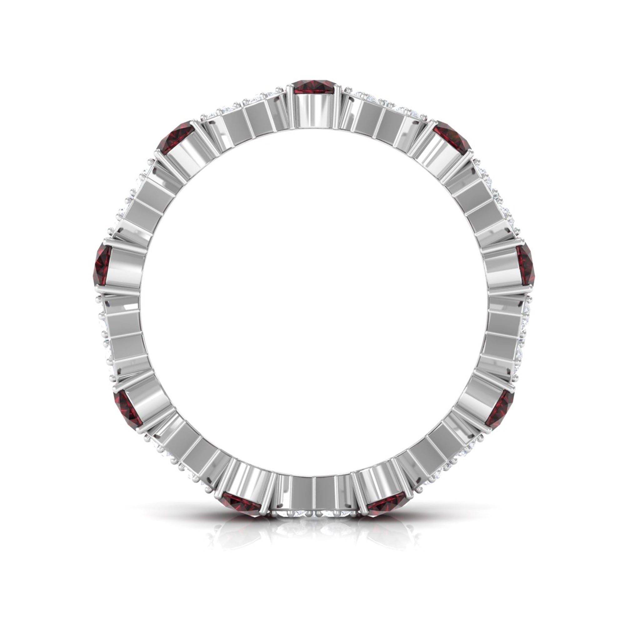 Certified Real Oval Garnet Diamond Eternity Ring AAA - Rosec Jewels