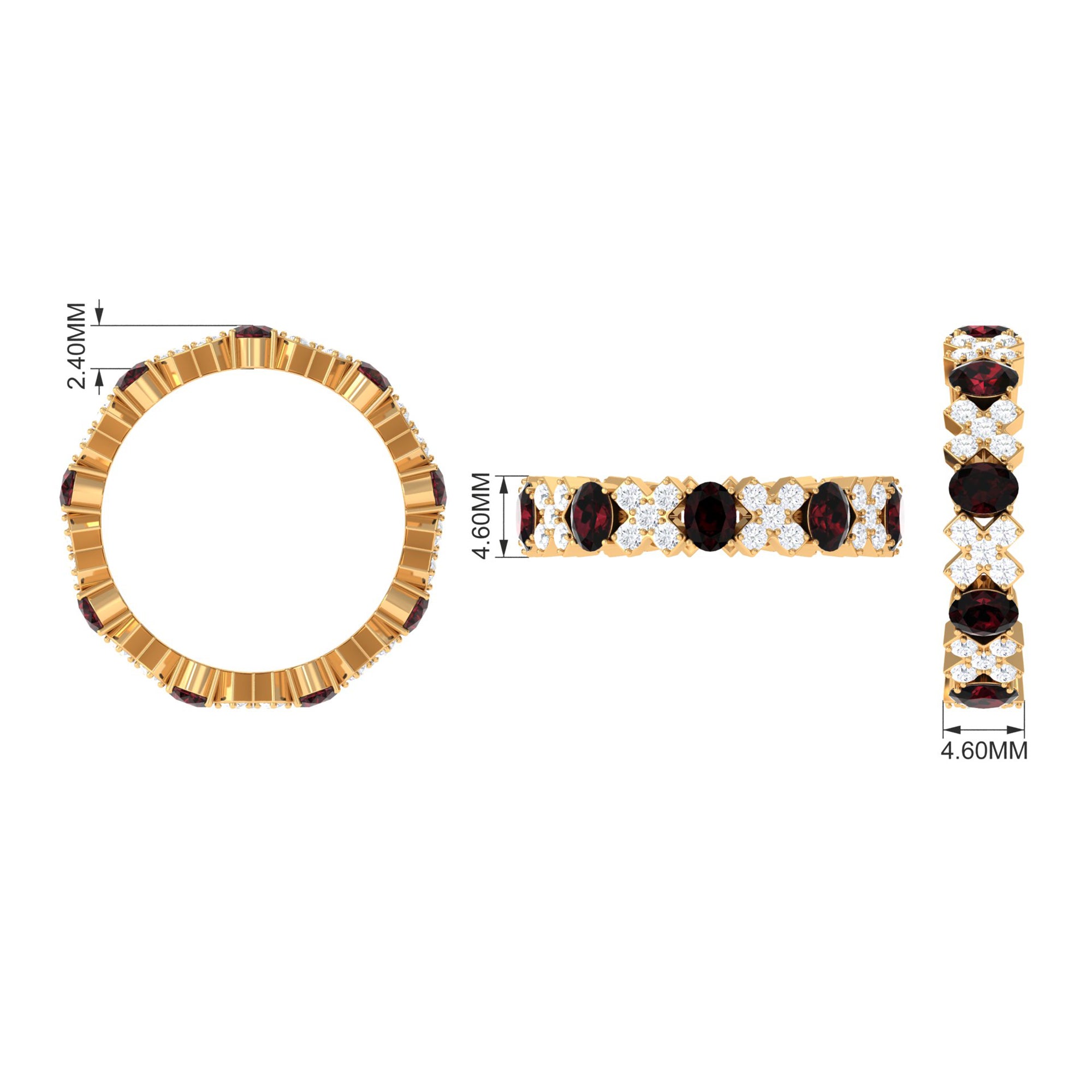 Certified Real Oval Garnet Diamond Eternity Ring AAA - Rosec Jewels