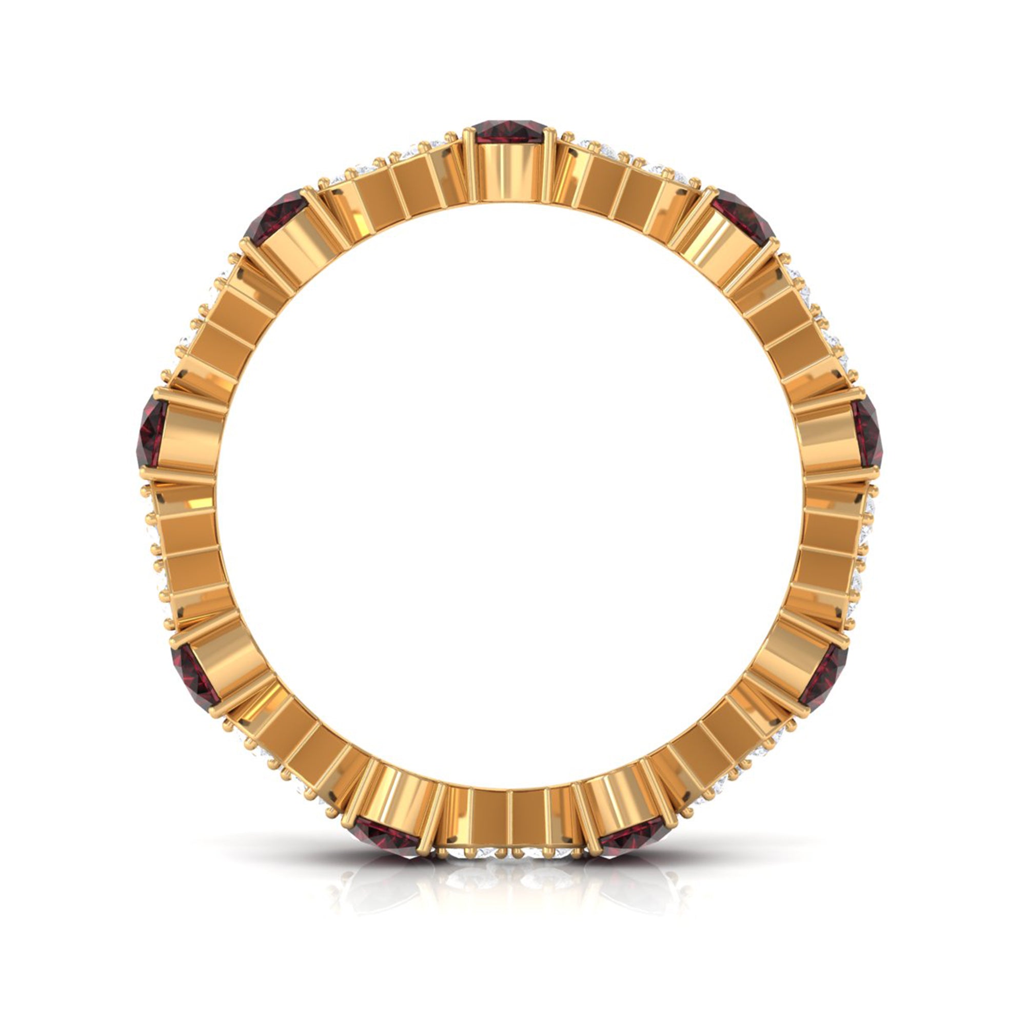 Certified Real Oval Garnet Diamond Eternity Ring AAA - Rosec Jewels
