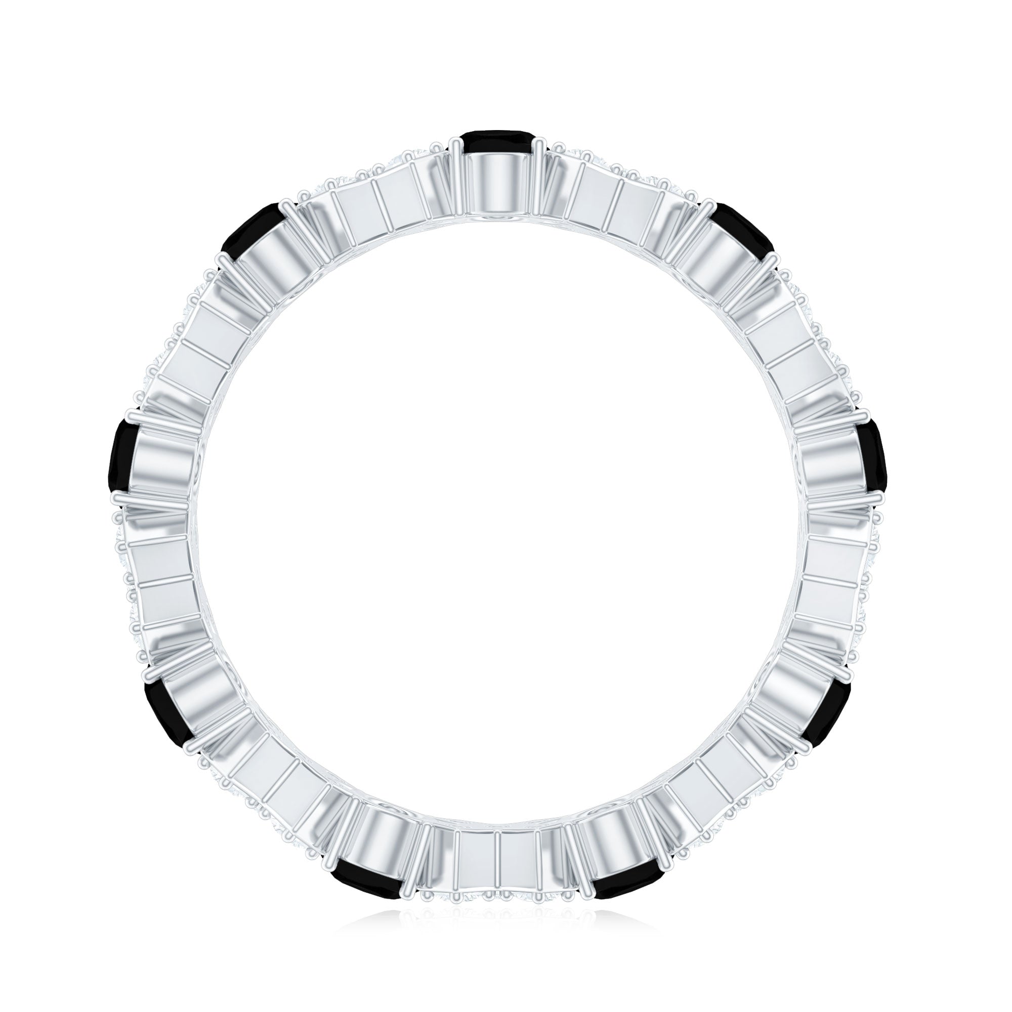 Certified Real Black Spinel Eternity Ring with Moissanite AAA - Rosec Jewels
