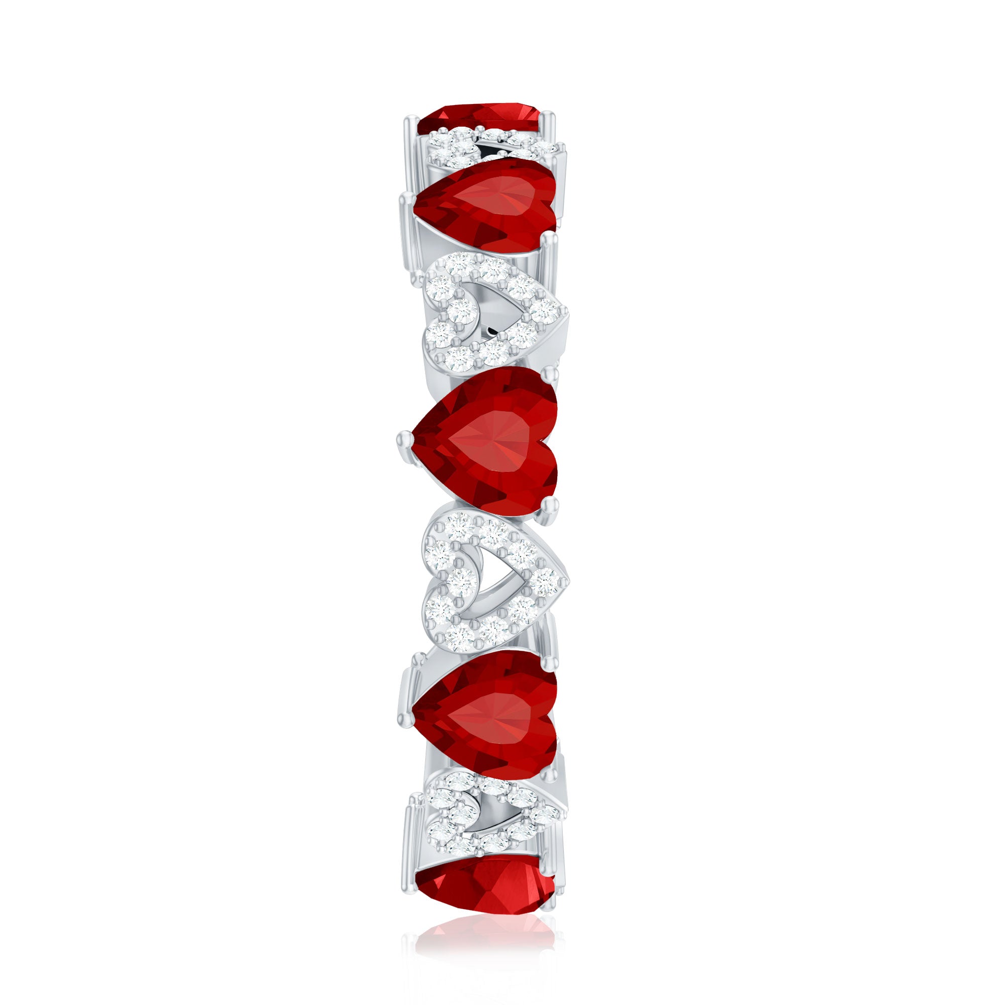 Rosec Jewels-Lab-Created Ruby and Diamond Heart Eternity Band Ring