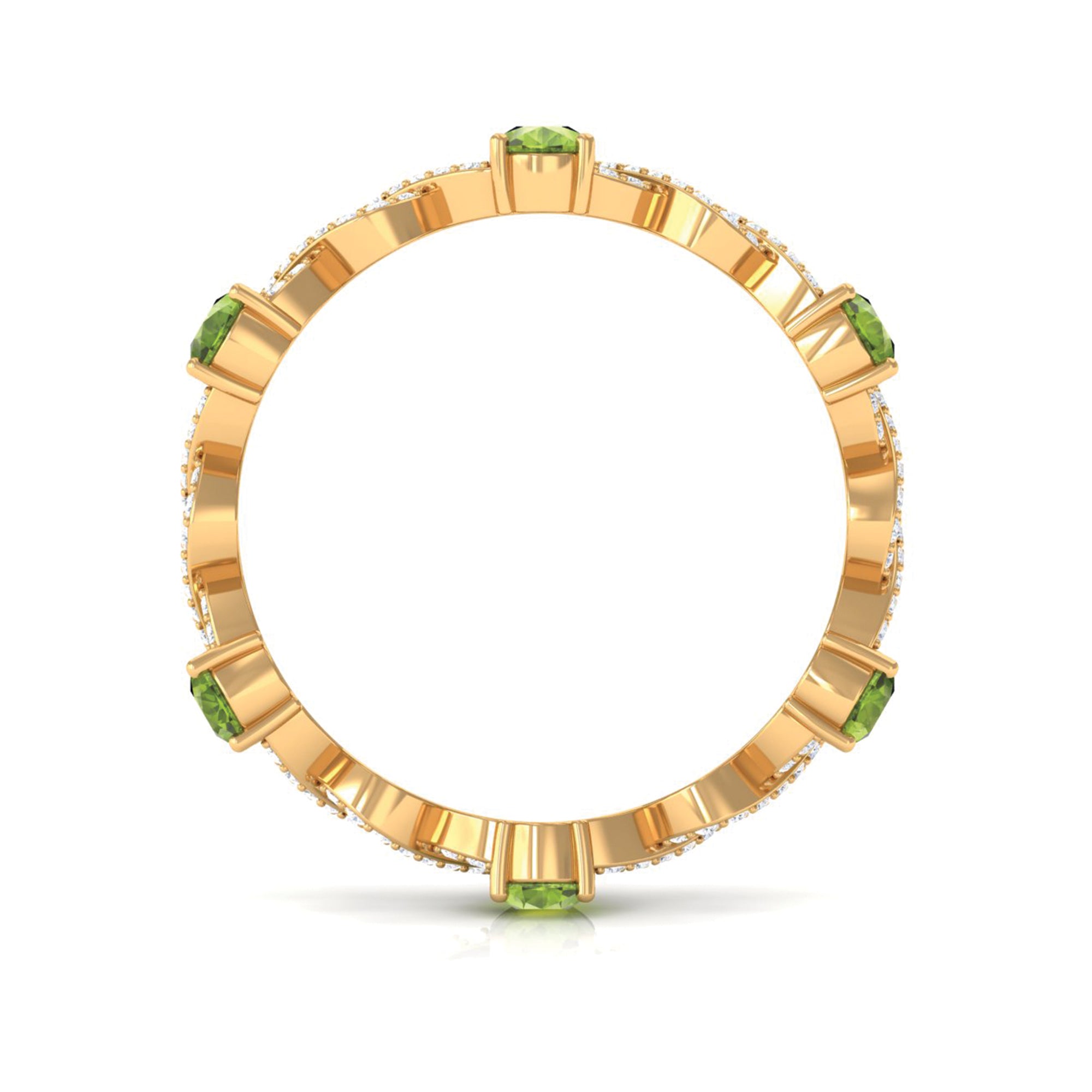 Peridot and Diamond Full Eternity Ring with Crossover Shank AAA - Rosec Jewels