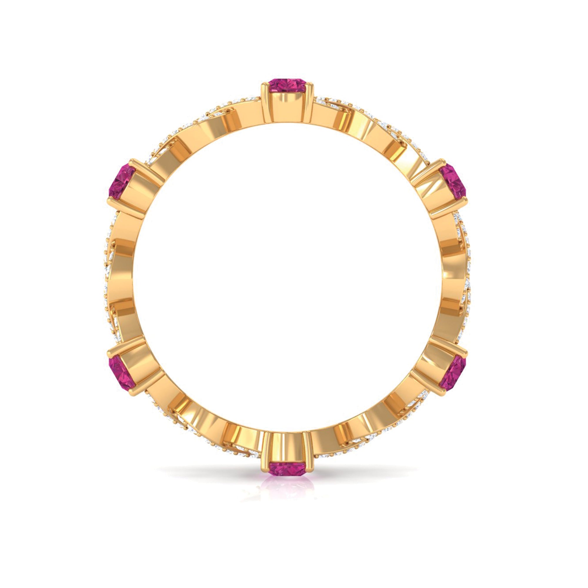 1.50 CT Natural Pink Tourmaline Crossover Eternity Ring with Diamond AAA - Rosec Jewels