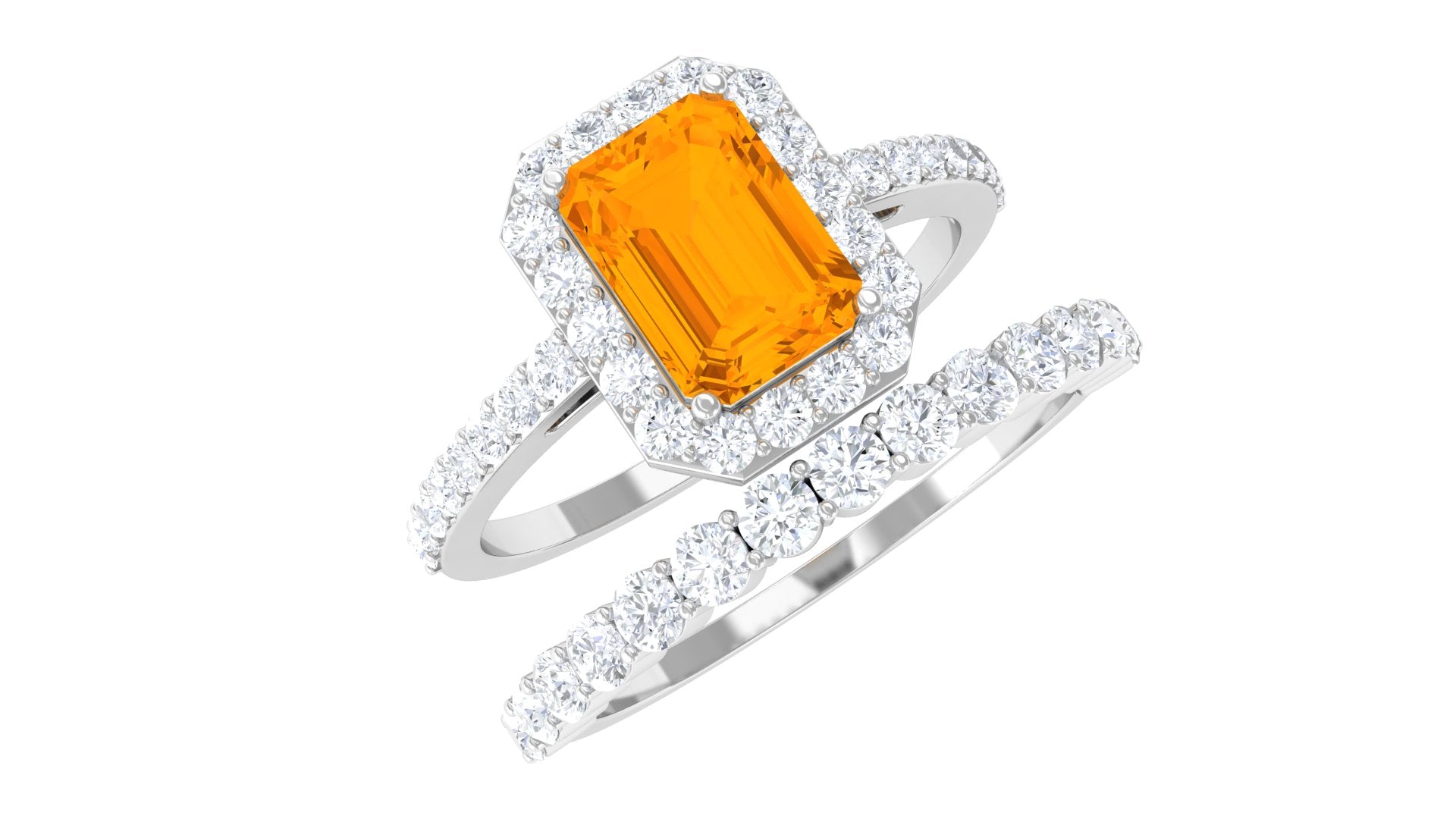 Rosec Jewels-Real Fire Opal and Moissanite Stackable Ring Set