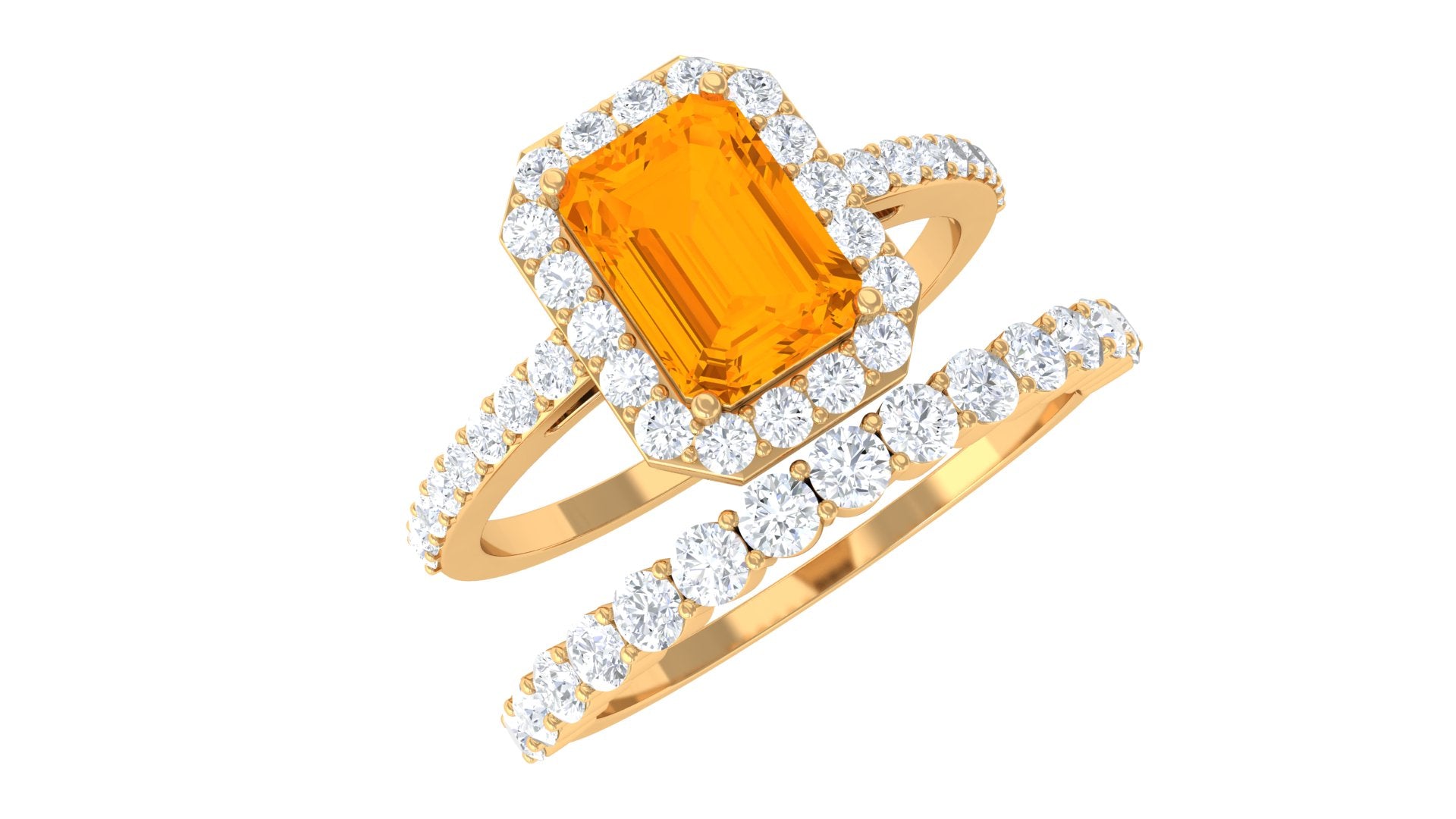 Rosec Jewels-Real Fire Opal and Moissanite Stackable Ring Set