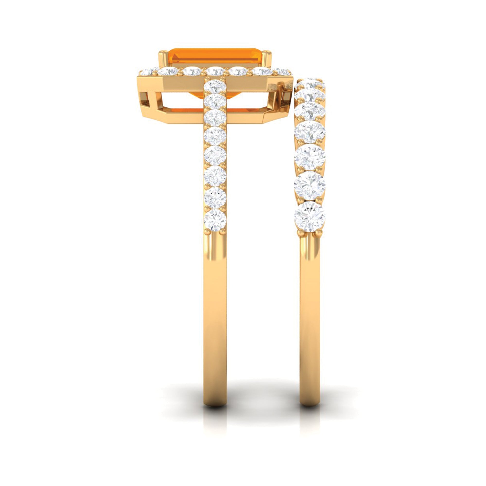 Rosec Jewels-Real Fire Opal and Moissanite Stackable Ring Set