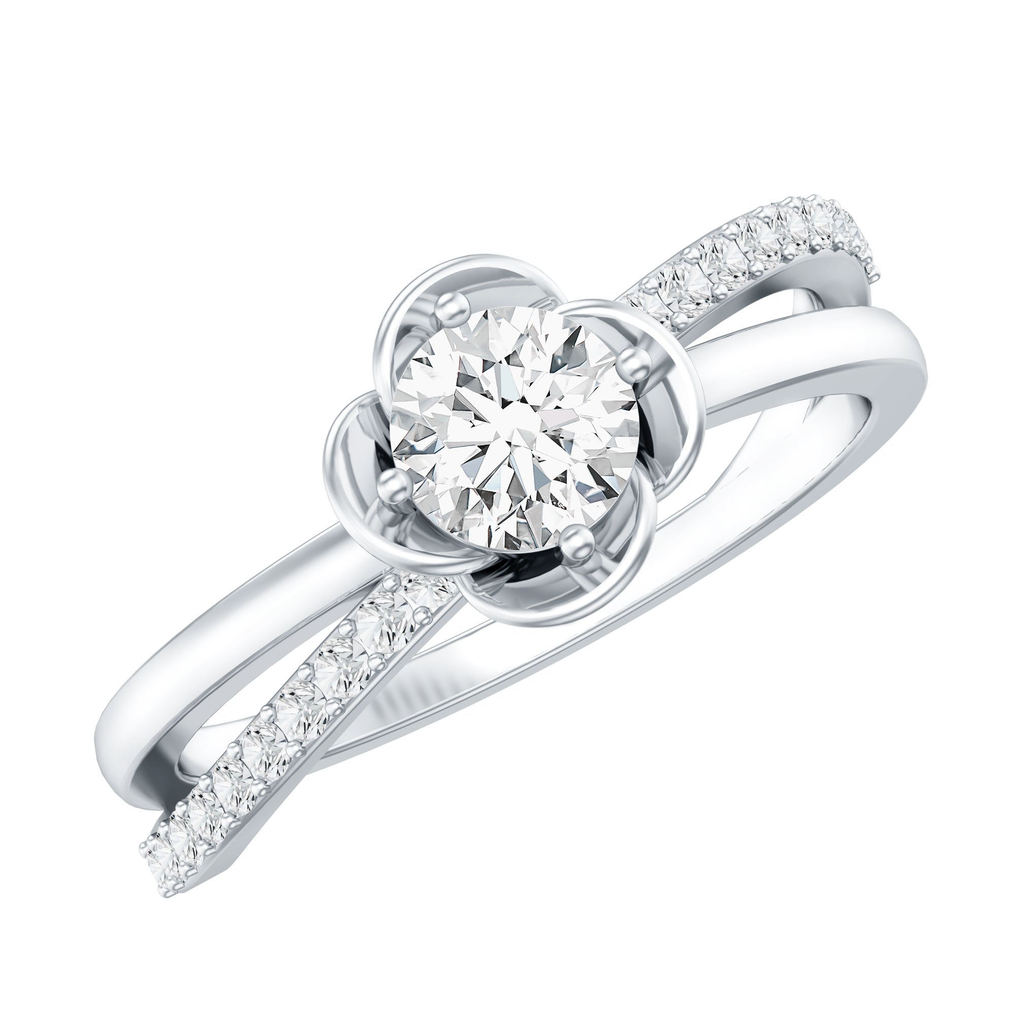 Flower Inspired Moissanite Proposal Ring for Women D-VS1 - Rosec Jewels