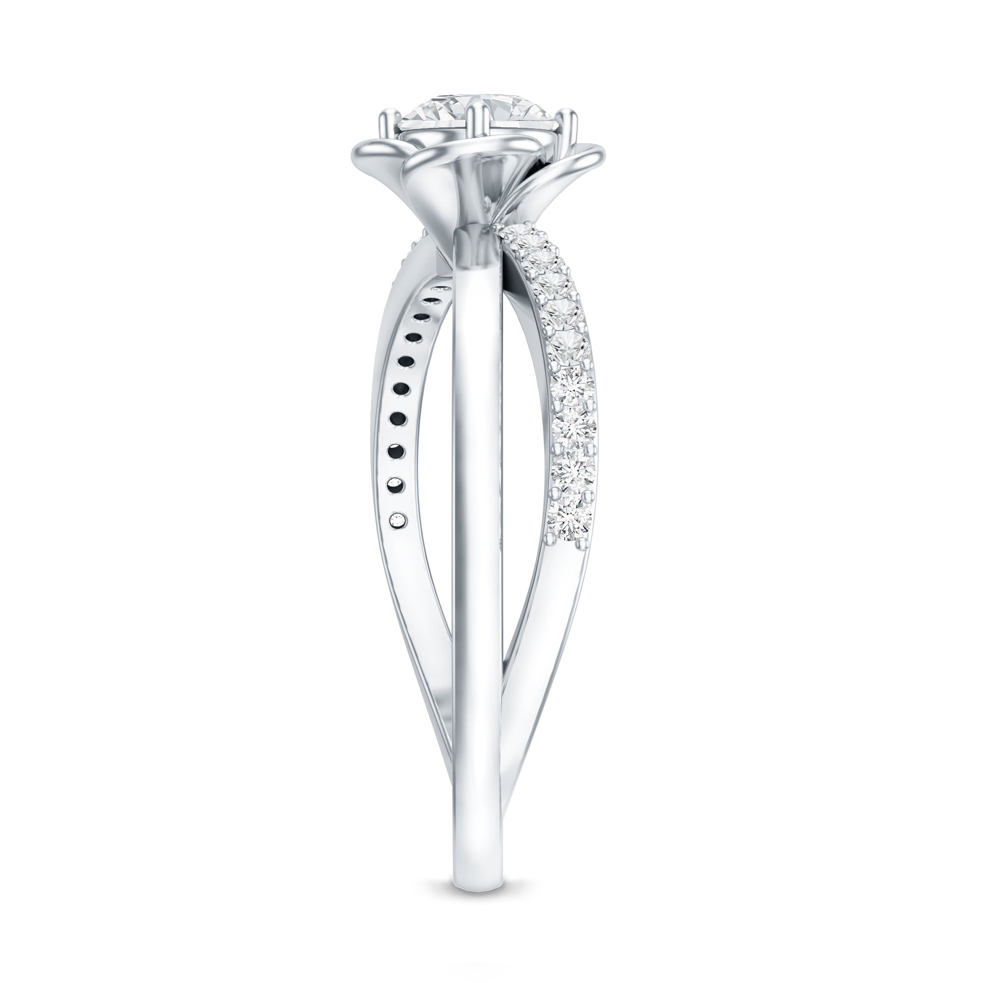 Flower Inspired Moissanite Proposal Ring for Women D-VS1 - Rosec Jewels