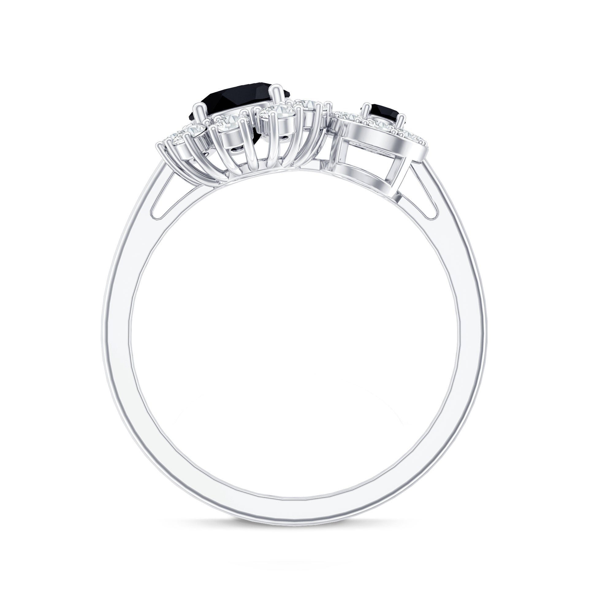 Lab Grown Black and White Diamond Designer Engagement Ring AAAA ( Synthetic ) - Rosec Jewels