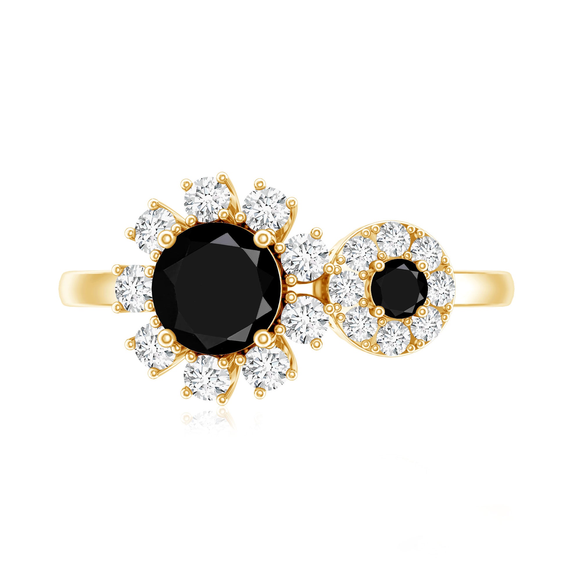 Lab Grown Black and White Diamond Designer Engagement Ring AAAA ( Synthetic ) - Rosec Jewels