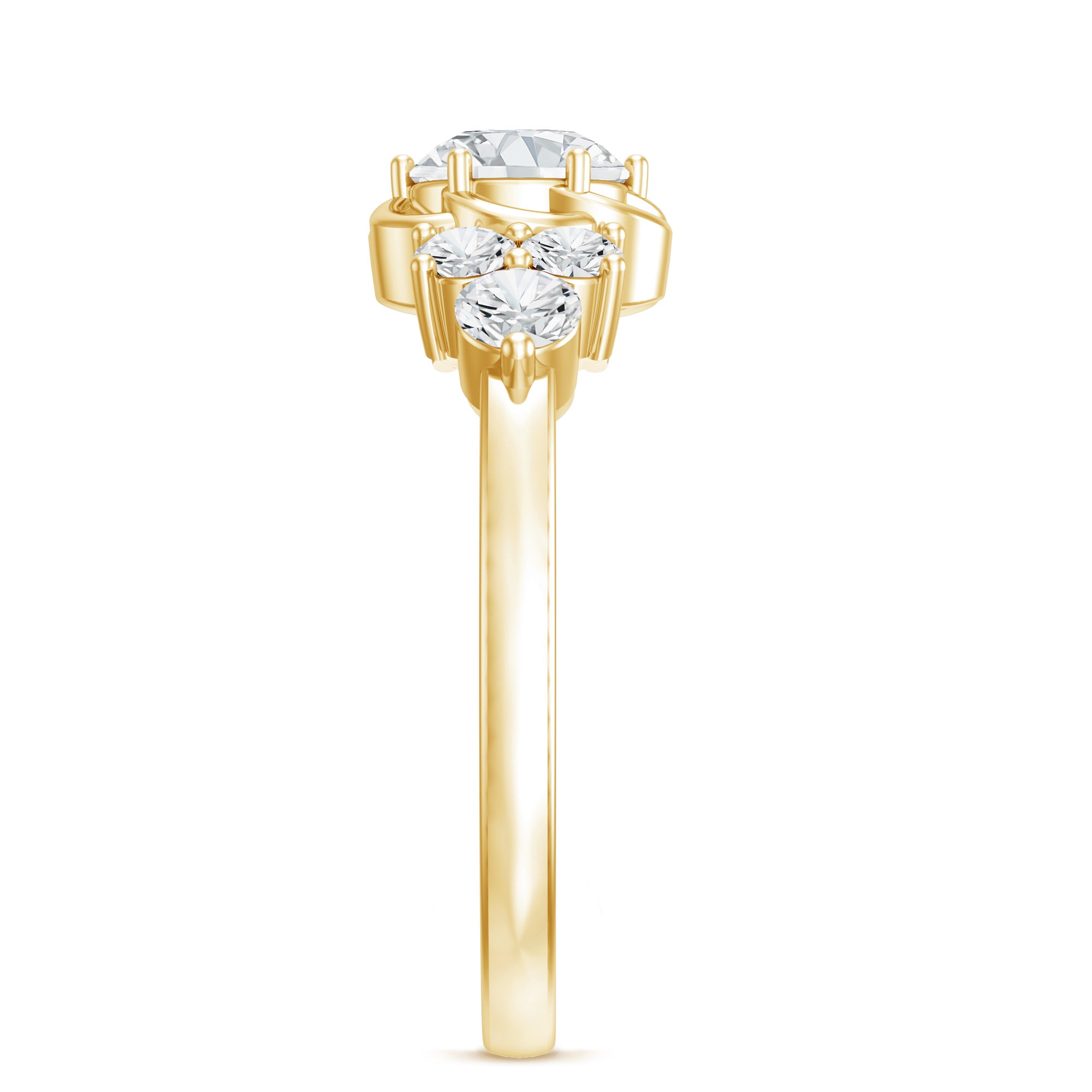 Certified Round Moissanite Flower Engagement Ring D-VS1 - Rosec Jewels