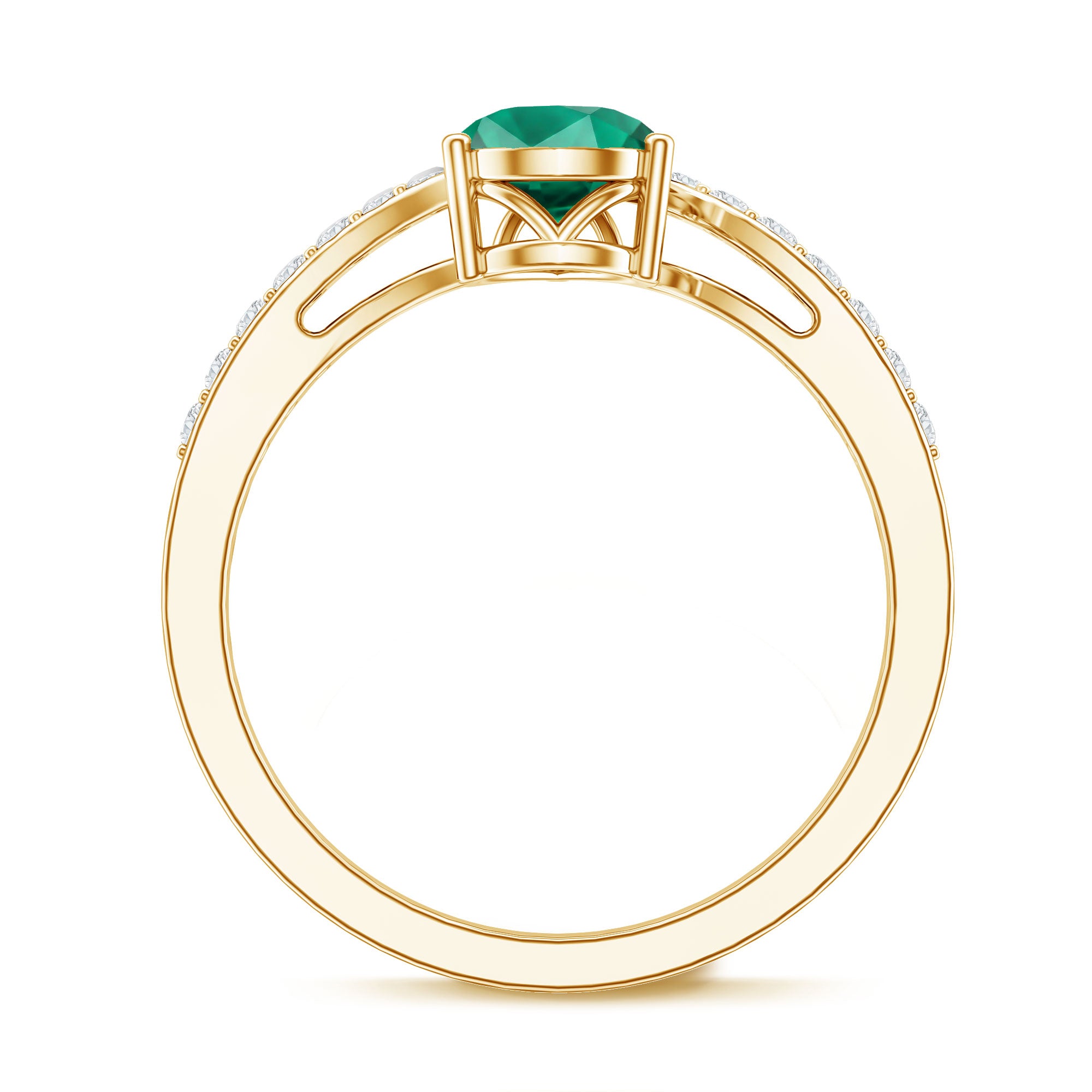 Classic Lab Grown Emerald Diamond Teardrop Engagement Ring with Bypass Shank AAAA - Rosec Jewels