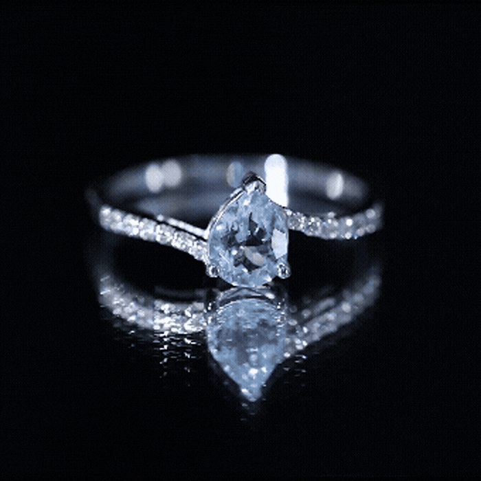 Pear Cut Aquamarine Teardrop Engagement Ring with Diamond AAA - Rosec Jewels
