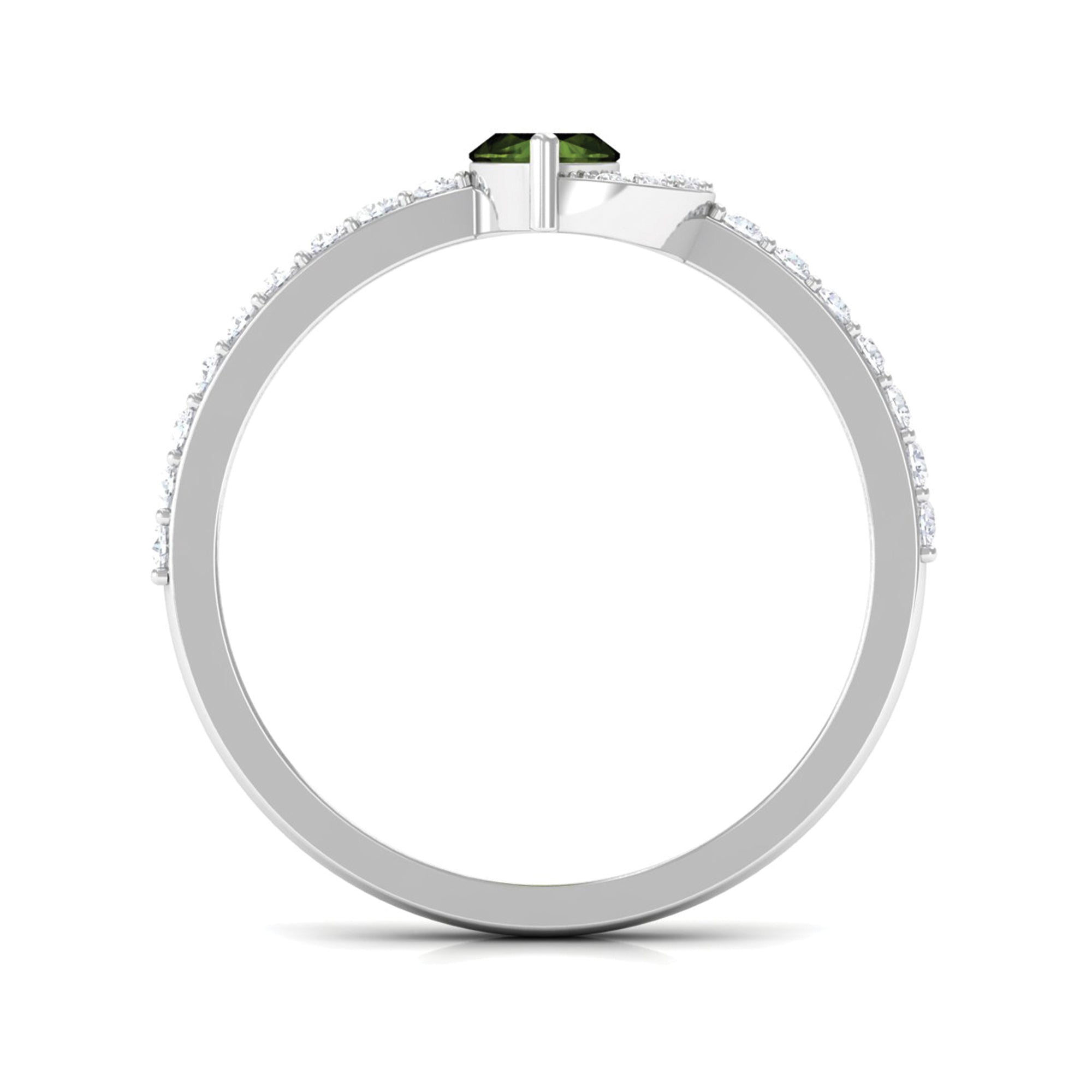 1.25 CT Minimal Marquise Cut Peridot Ring with Diamond Accent AAA - Rosec Jewels