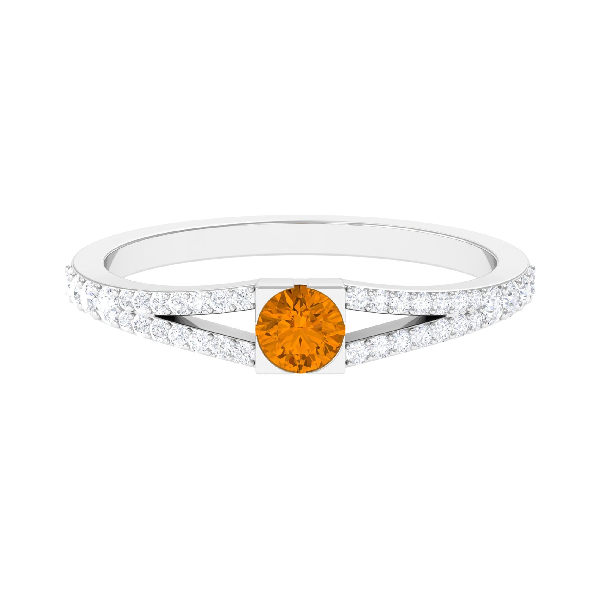 0.50 CT Split Shank Citrine Promise Ring with Diamond Accent