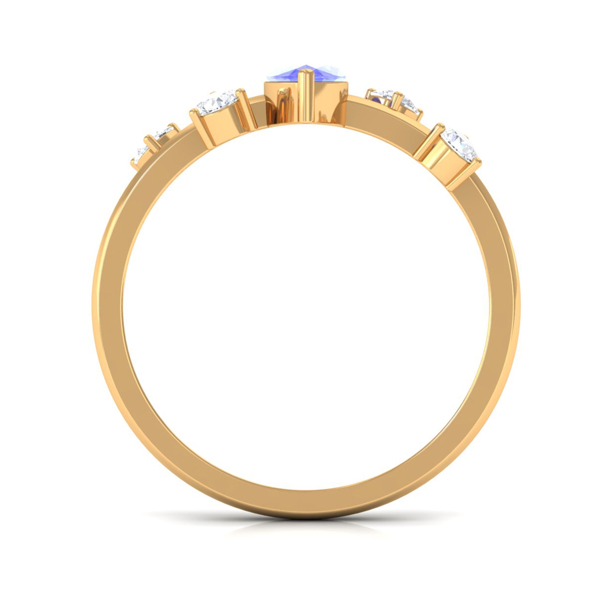 1 CT Marquise Tanzanite Minimal Solitaire Ring with Scatter Diamond AAA - Rosec Jewels