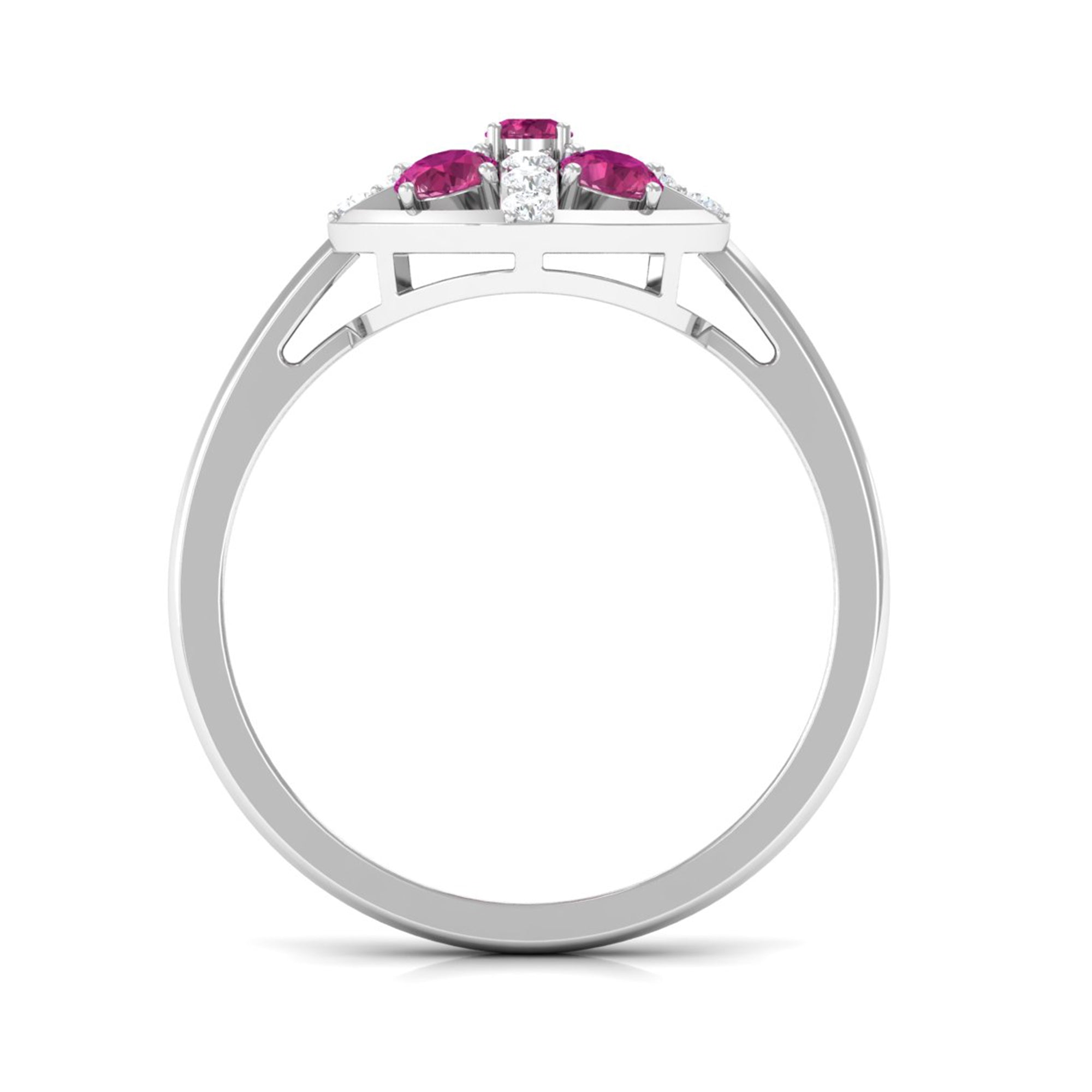 Real Pink Tourmaline Contemporary Ring with Diamond AAA - Rosec Jewels