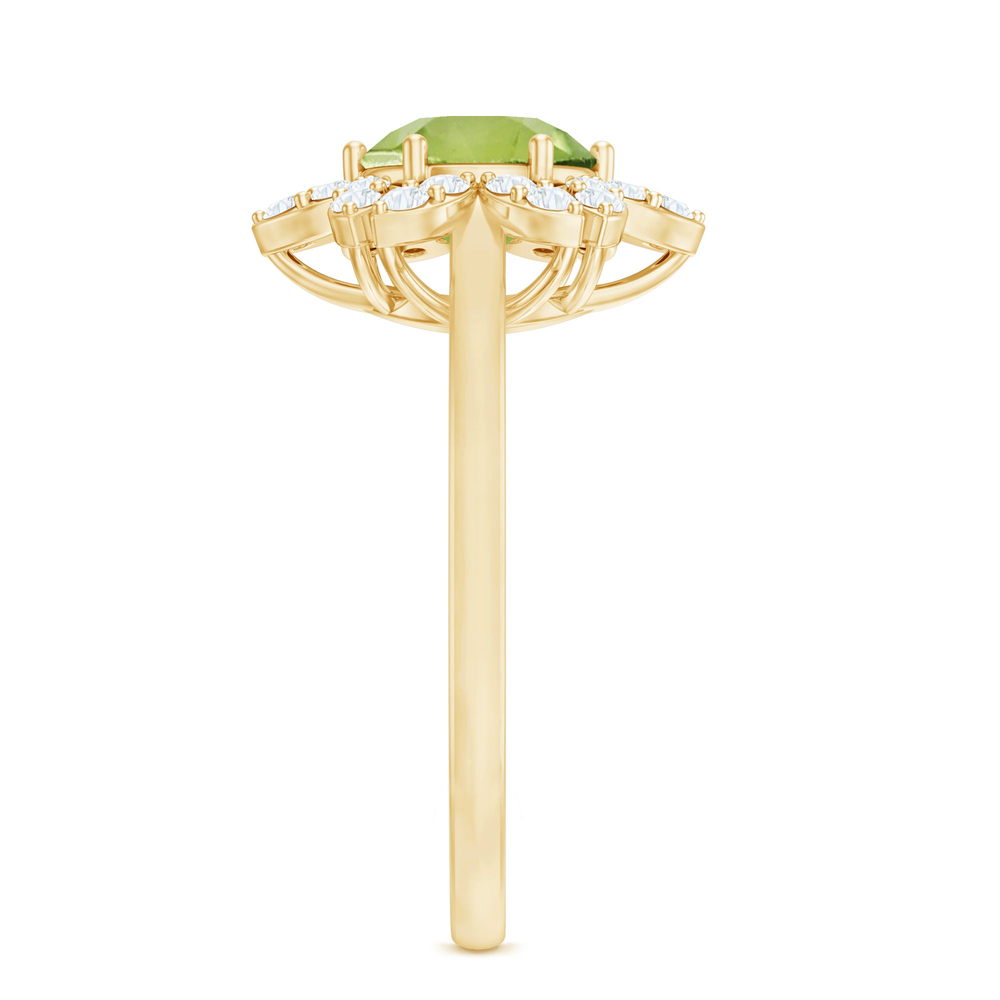 2 Carat Natural Peridot Flower Engagement Ring with Diamond AAA - Rosec Jewels