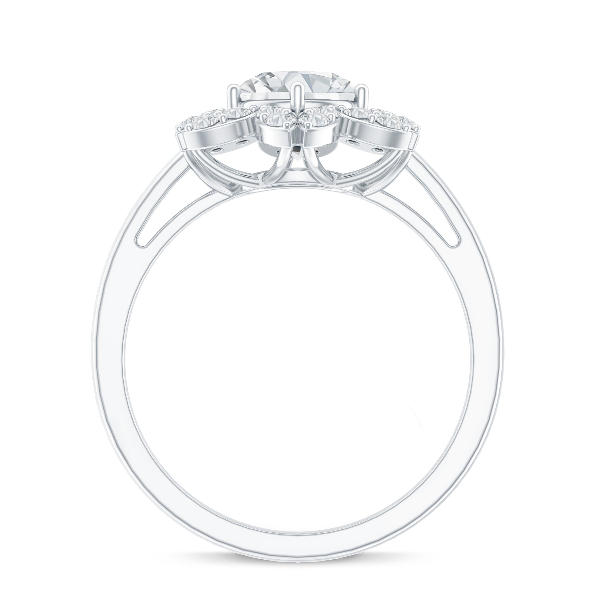 Certified Moissanite Flower Halo Engagement Ring for Women D-VS1 - Rosec Jewels