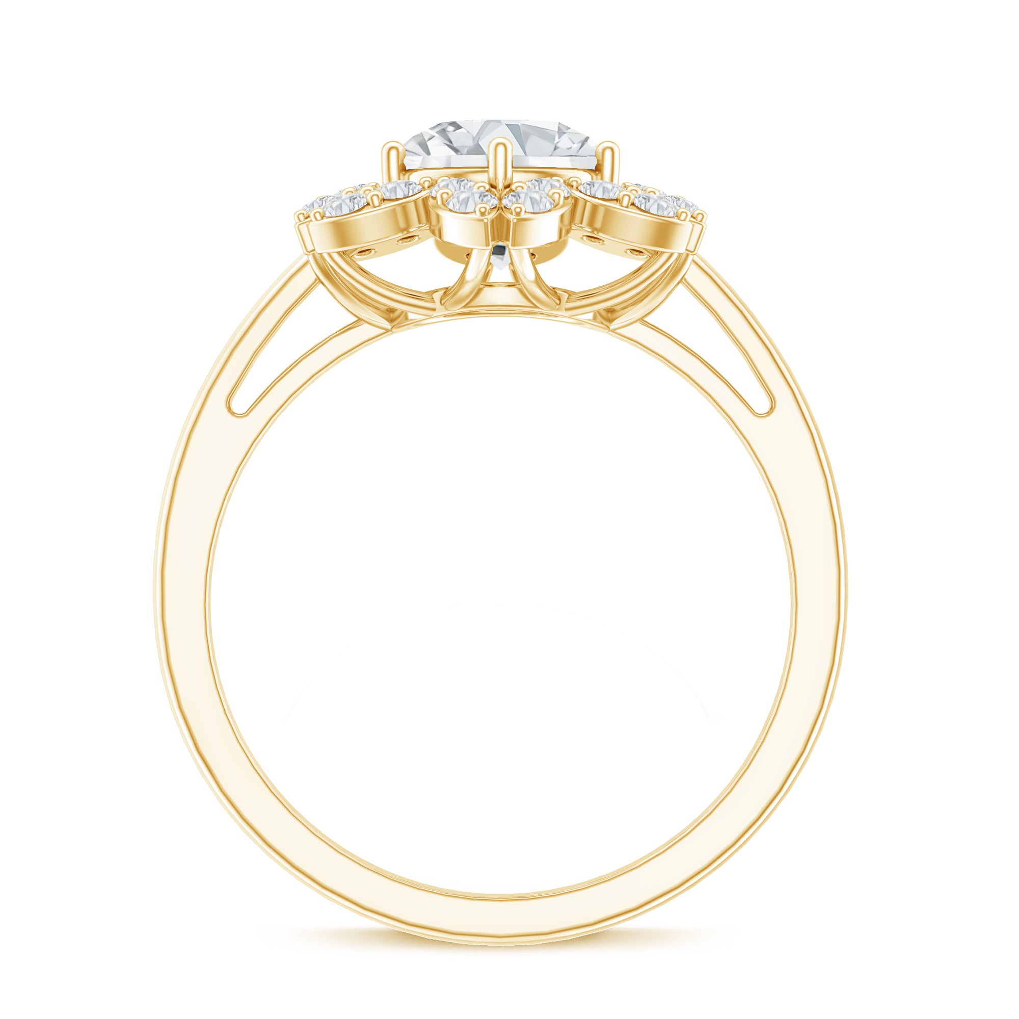 Certified Moissanite Flower Halo Engagement Ring for Women D-VS1 - Rosec Jewels