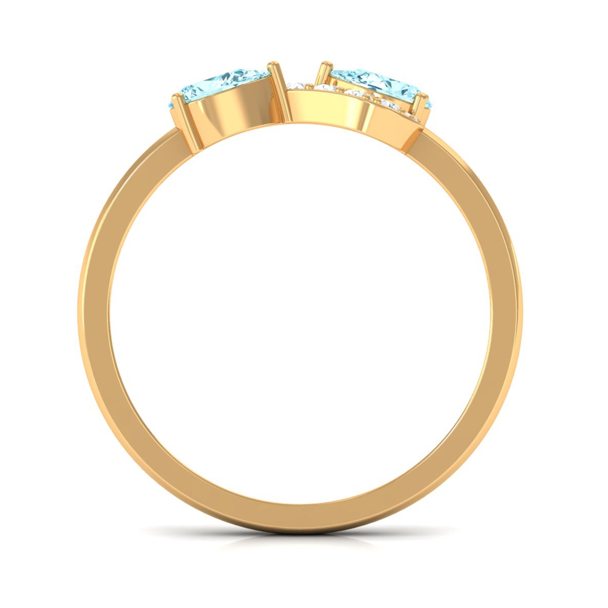 Rosec Jewels-1/2 CT Pear Aquamarine Infinity Promise Ring with Diamond