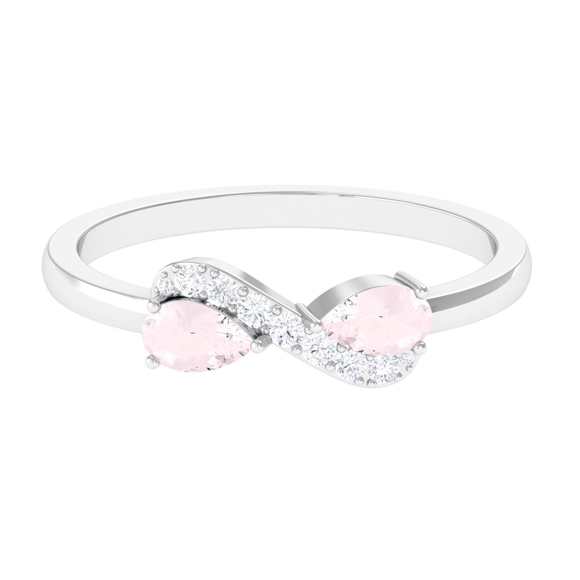 0.50 CT Rose Quartz Infinity Promise Ring with Diamond Stones