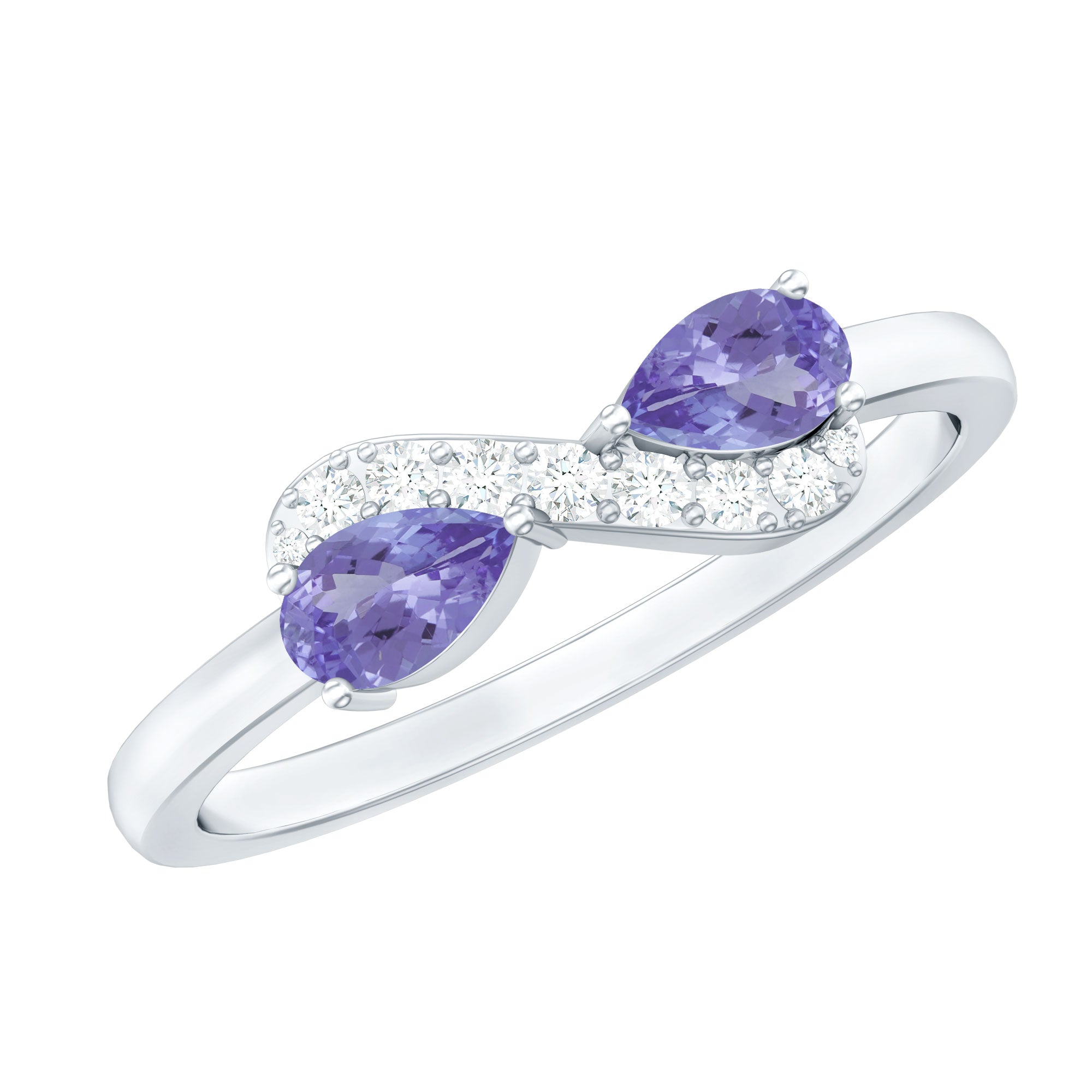 Pear Cut Tanzanite and Diamond Infinity Promise Ring