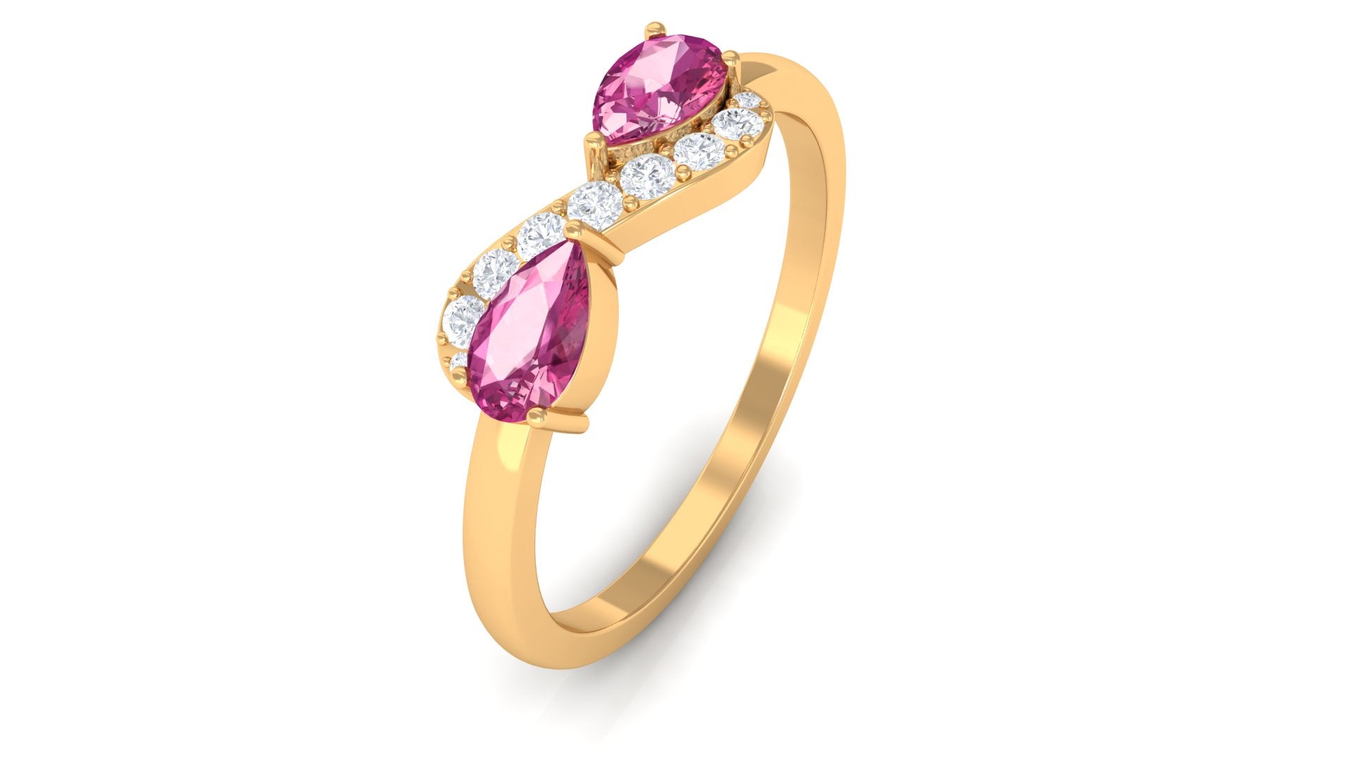 Rosec Jewels-Pink Tourmaline Infinity Promise Ring with Diamond