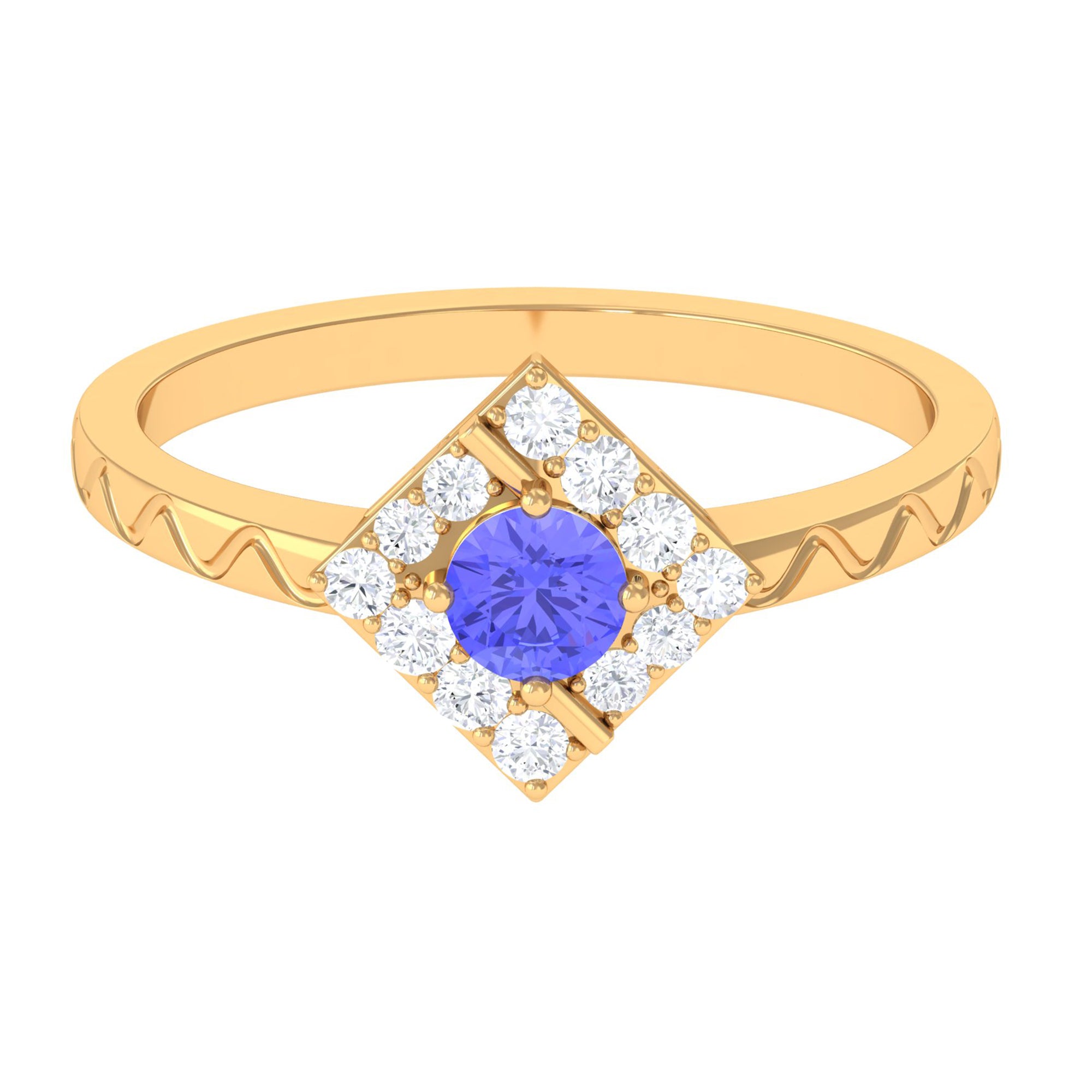 3/4 CT Minimal Tanzanite and Diamond Ring AAA - Rosec Jewels