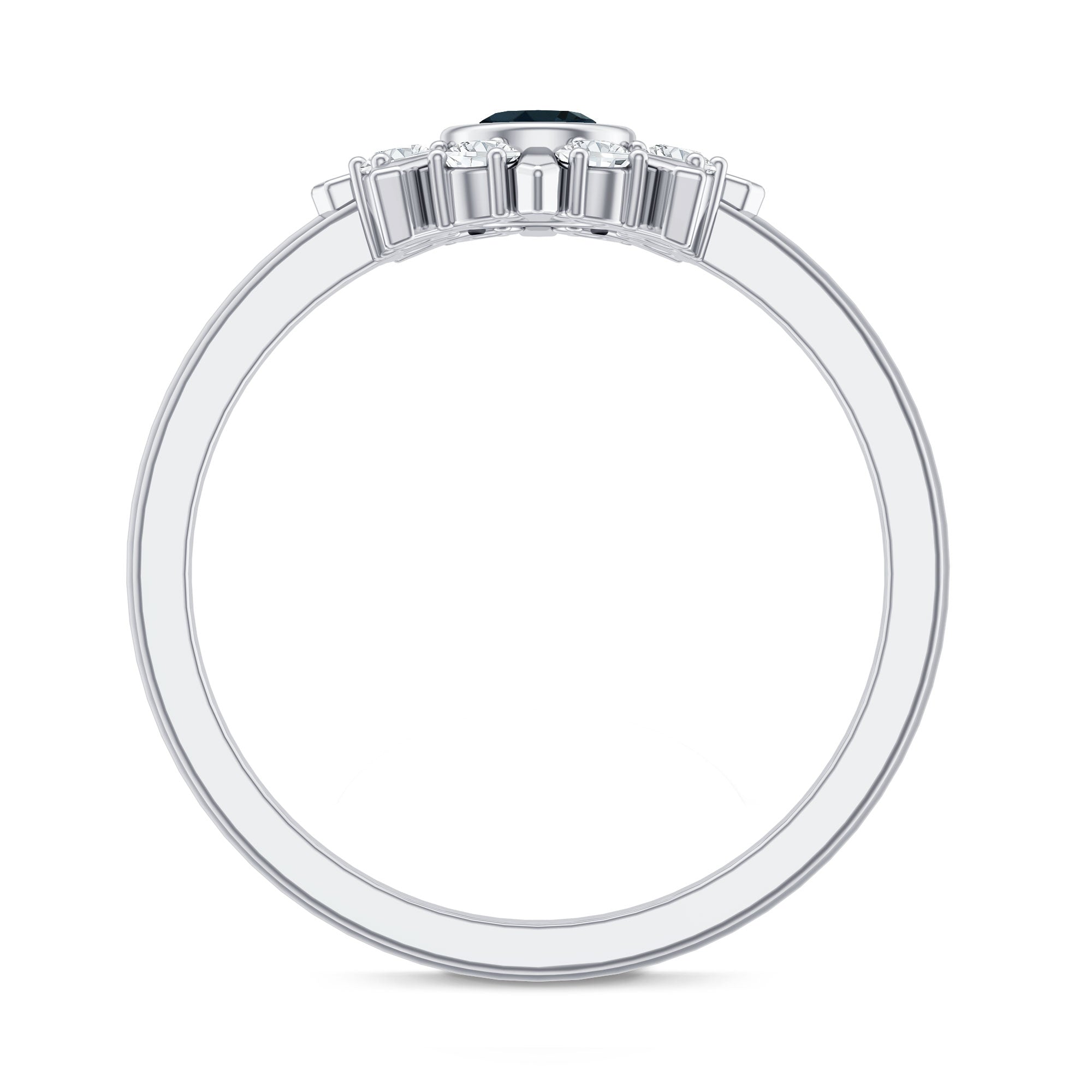 5mm Round London Blue Topaz Flower Ring with Diamond AAA - Rosec Jewels