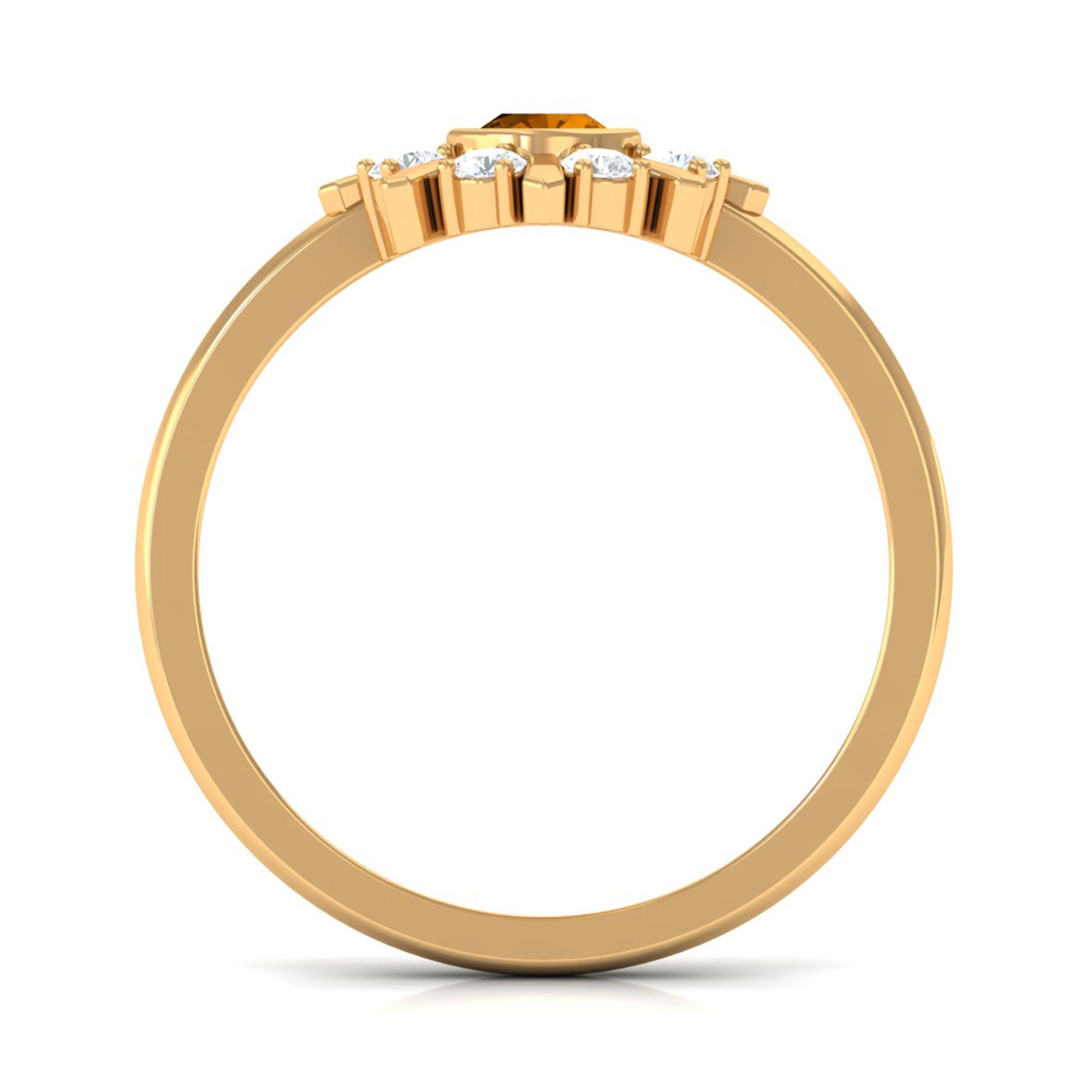 0.50 CT Citrine Statement Ring with Diamond Stones AAA - Rosec Jewels