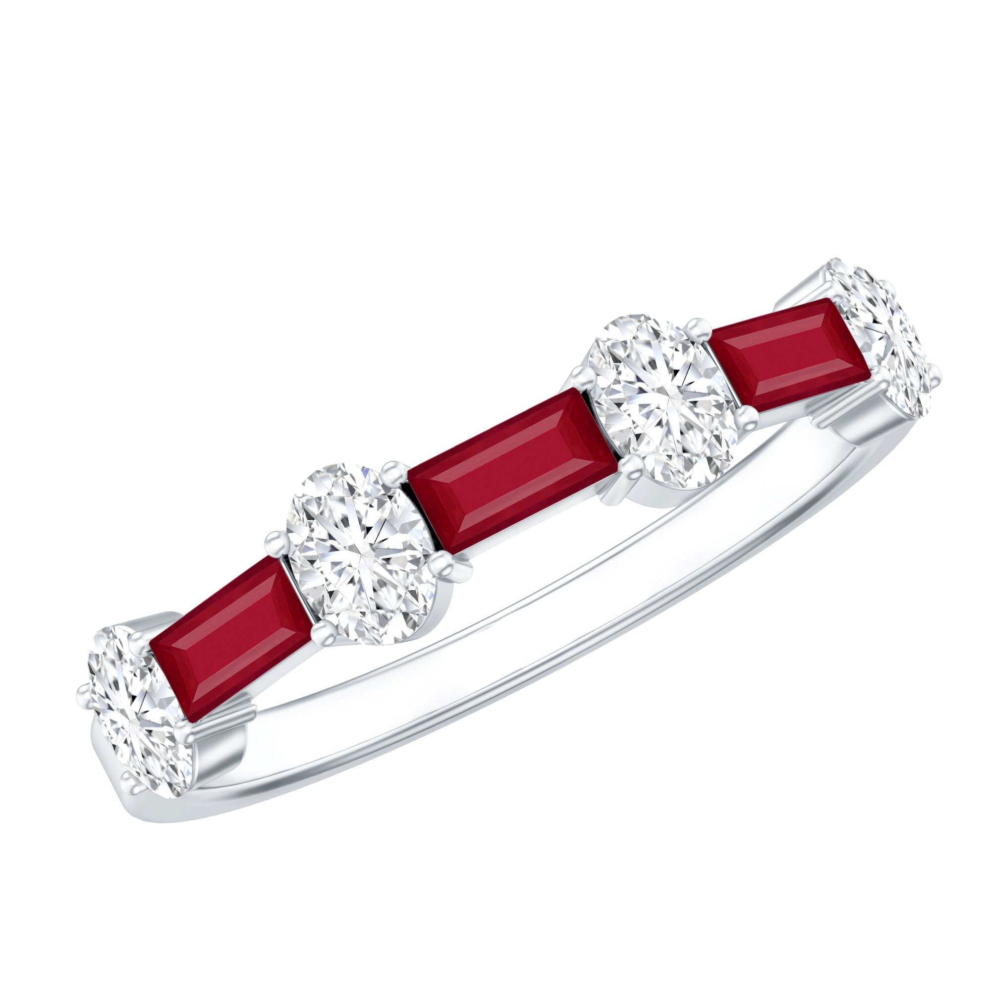 Ruby and Lab Grown Diamond Half Eternity Ring