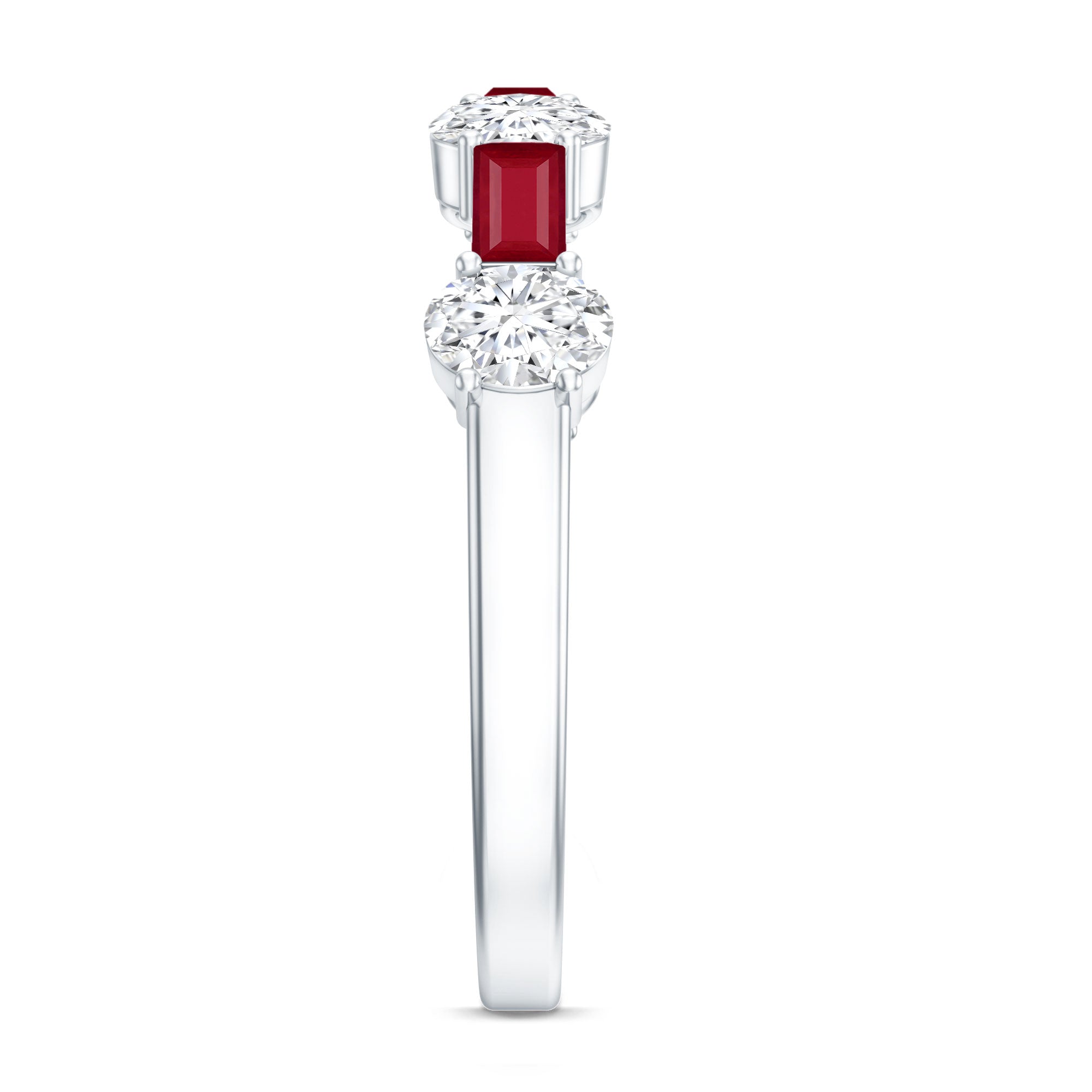 Ruby and Lab Grown Diamond Half Eternity Ring Lab - ( EF-VS ) - Rosec Jewels