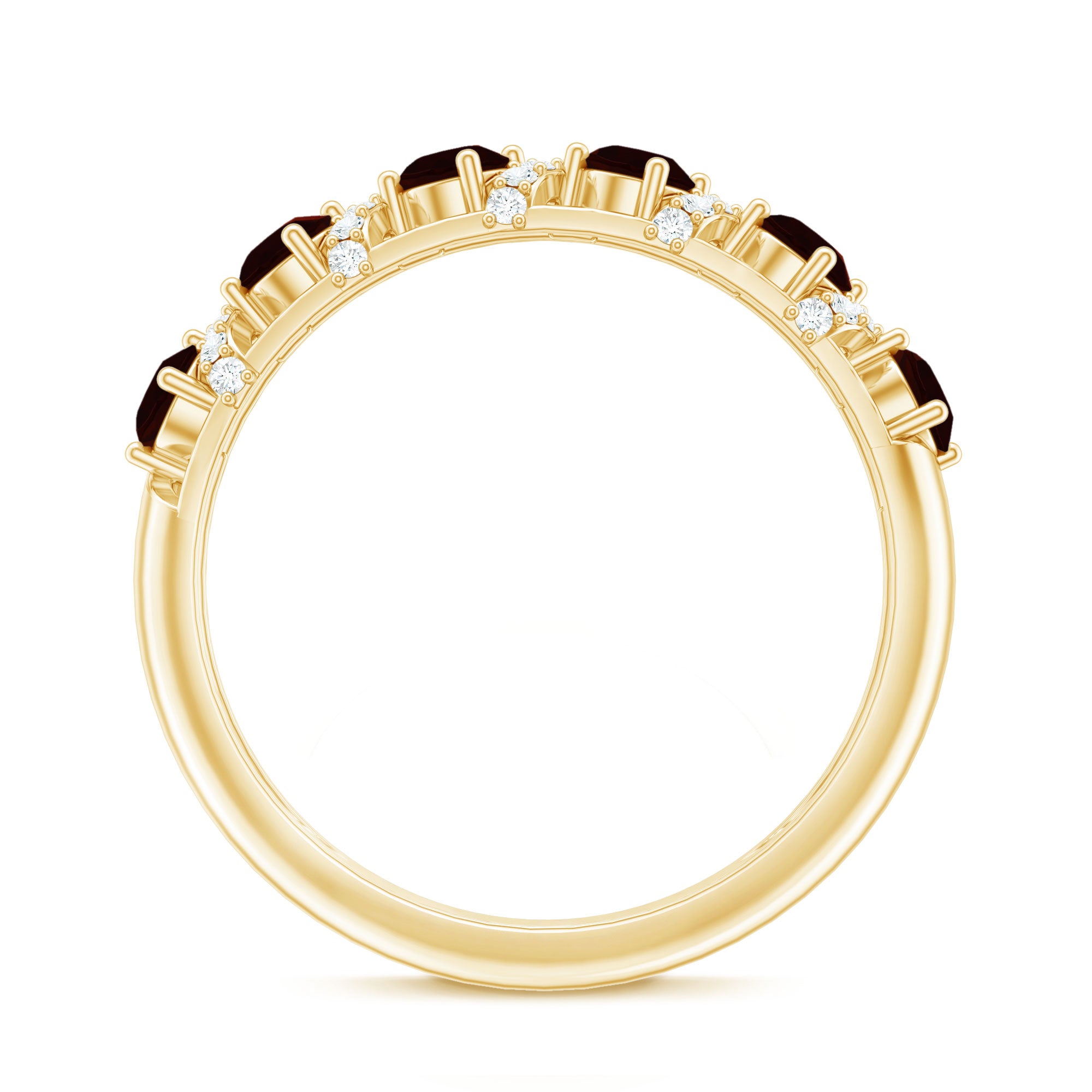Genuine Red Garnet Diamond Half Eternity Ring for Anniversary AAA - Rosec Jewels