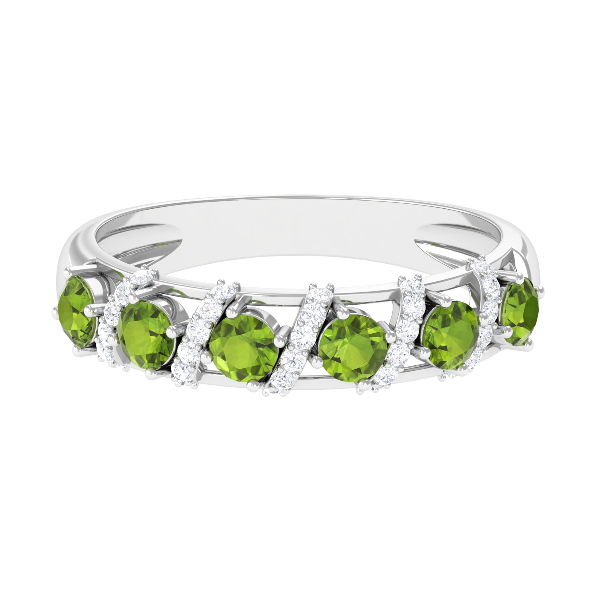 Designer Anniversary Ring with Peridot and Diamond AAA - Rosec Jewels