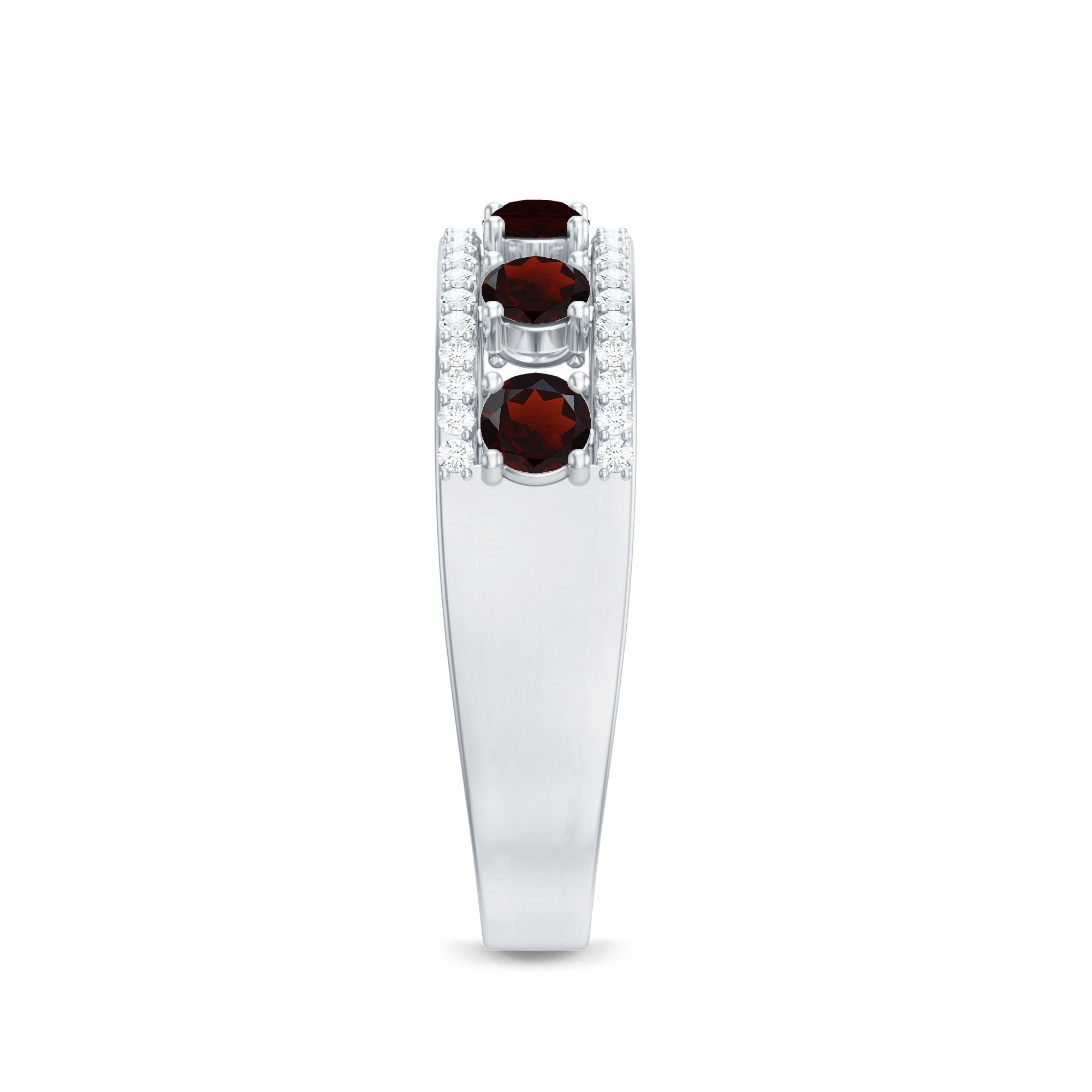 Natural Garnet Half Eternity Band with Diamond AAA - Rosec Jewels